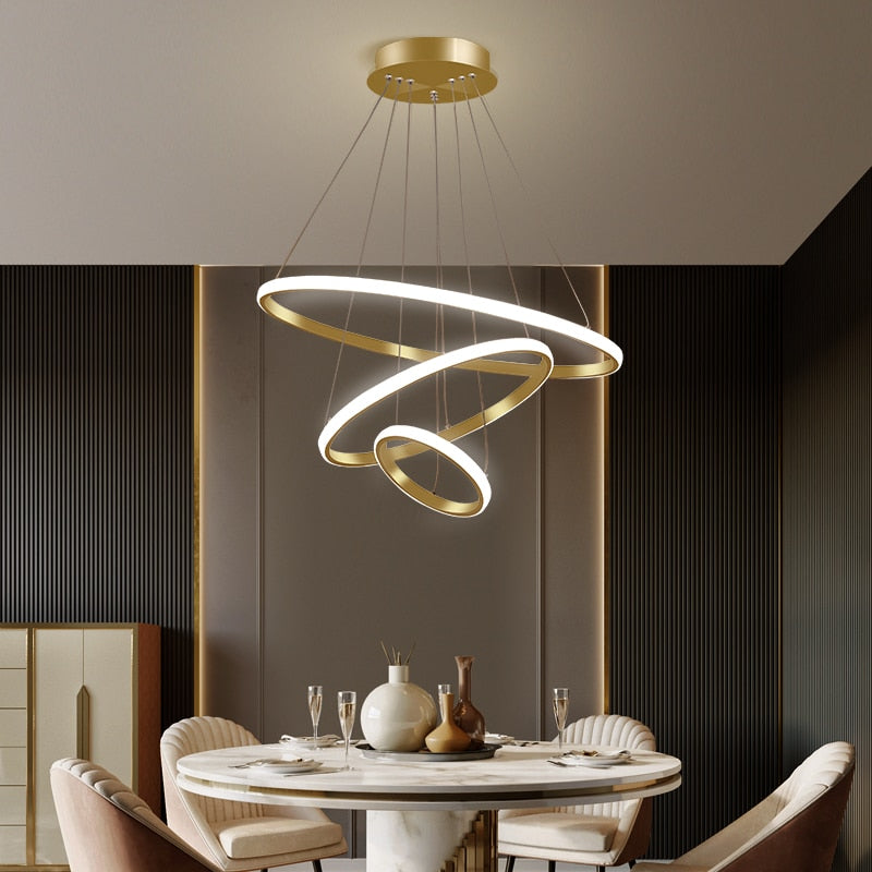 Zin Suspension Anneau Moderne Noir/Blanc/Doré. Salon