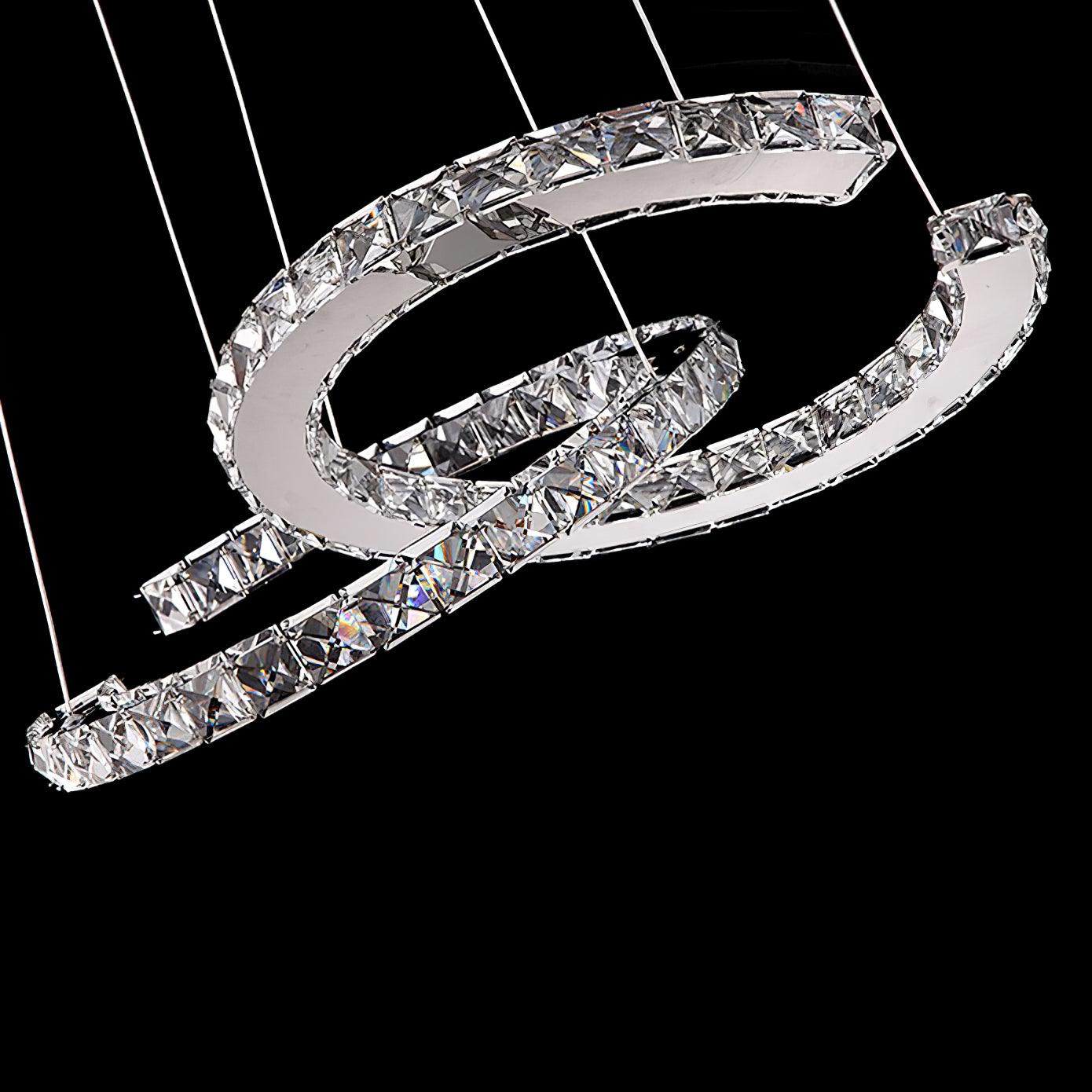 Lustra Lustre Cristal Double C Moderne Argent 2-Rings