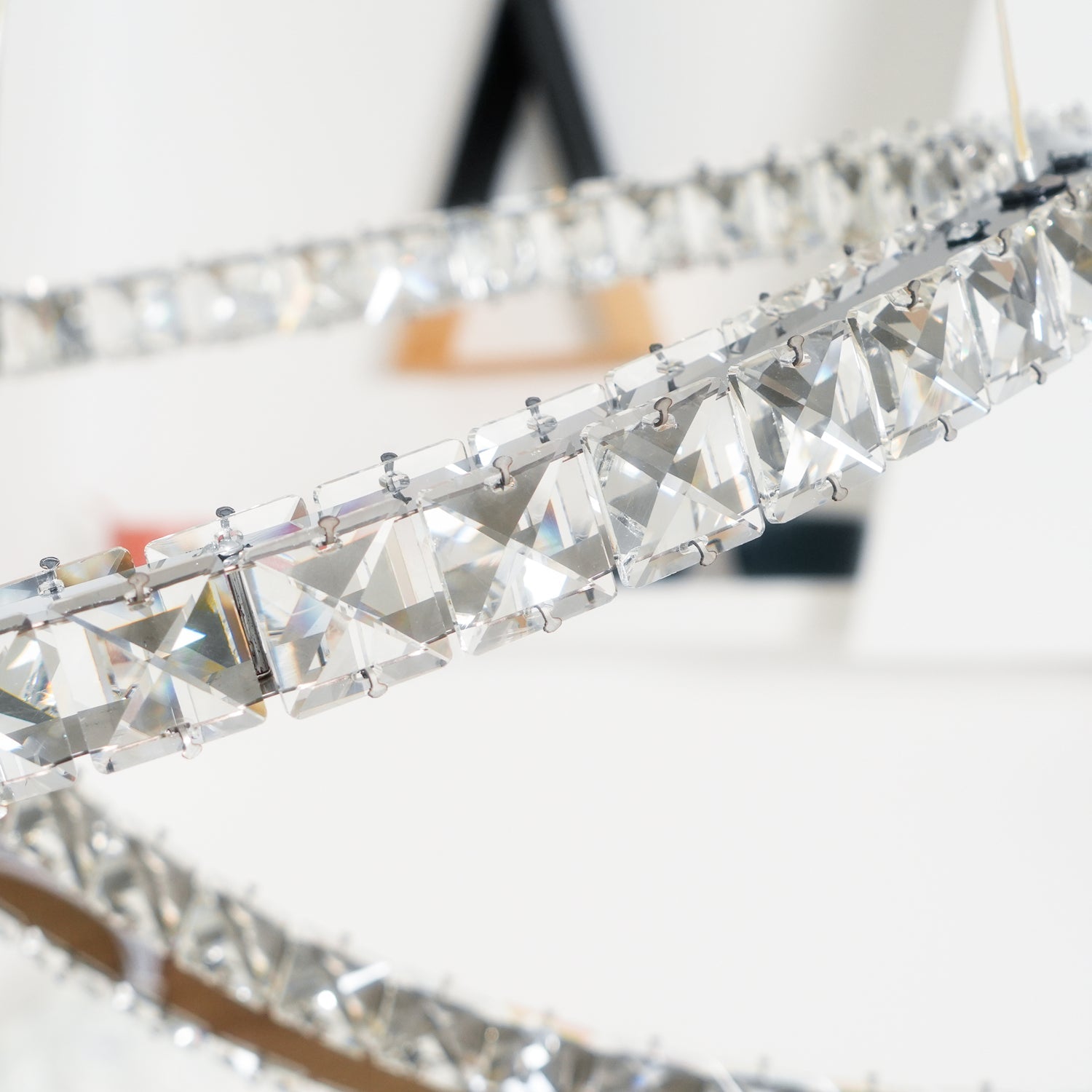 Lustra Lustre Cristal Double C Moderne Argent 2-Rings