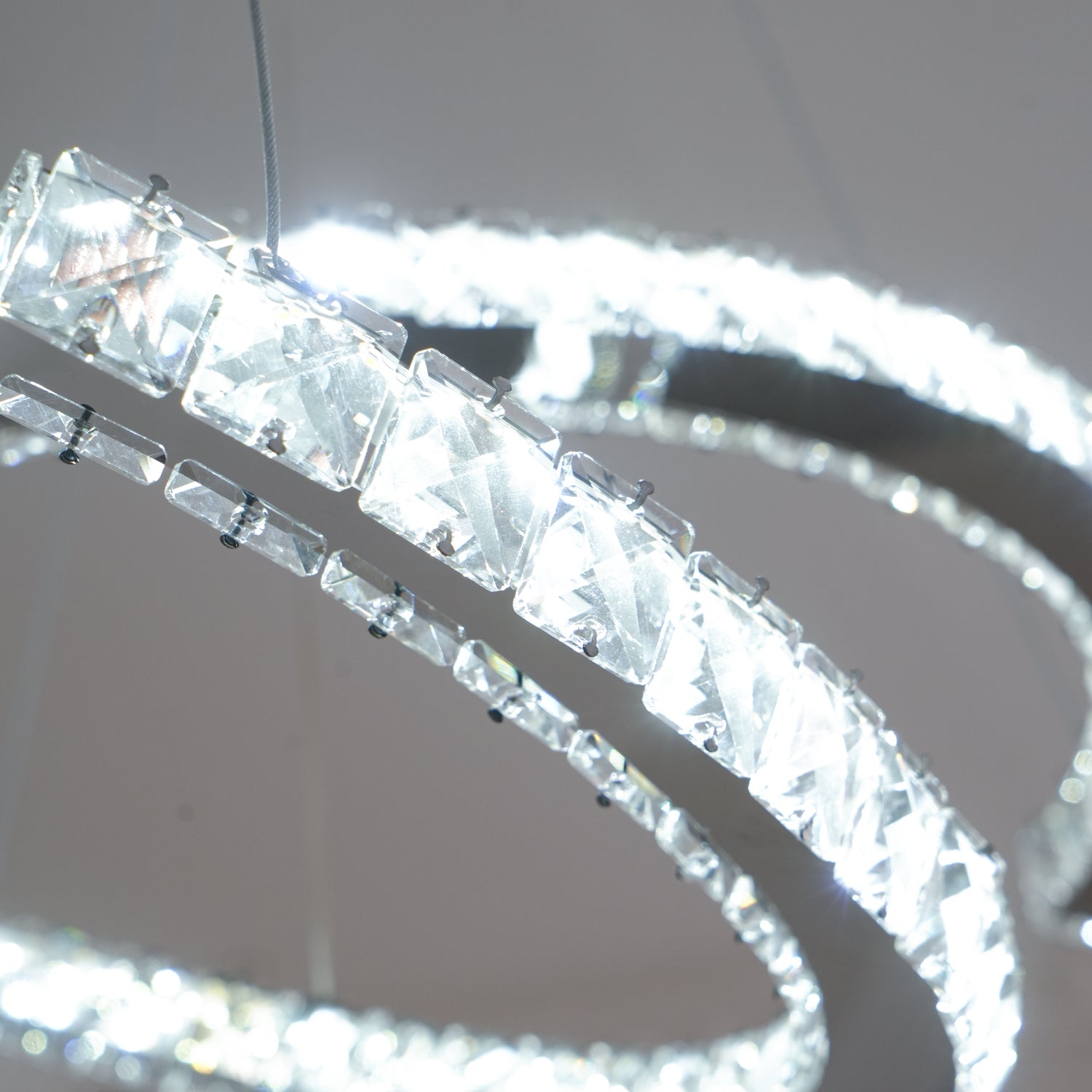 Lustra Lustre Cristal Double C Moderne Argent 2-Rings