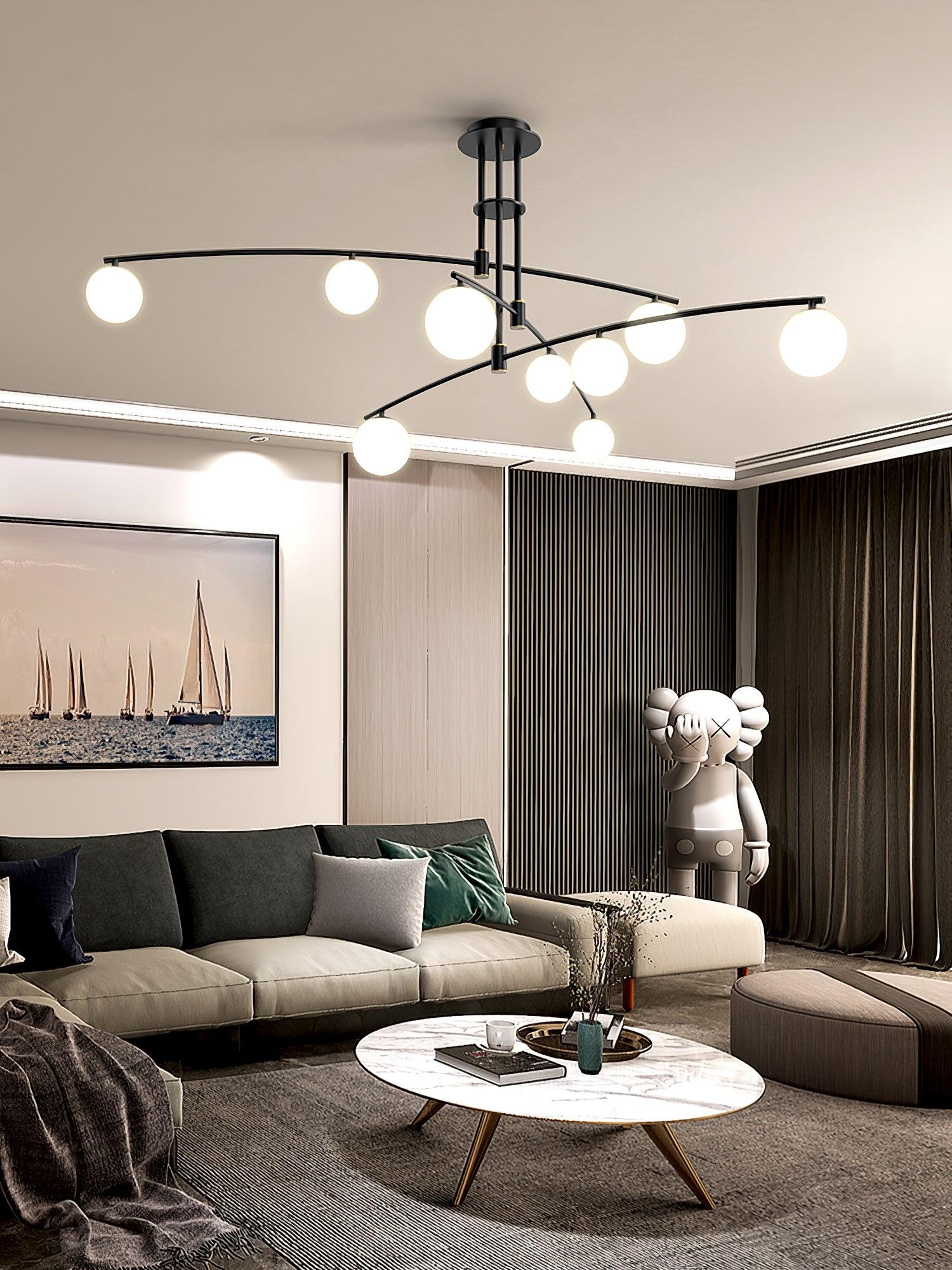 Lustra Lustre à Long Bras Moderne 6 Lumières