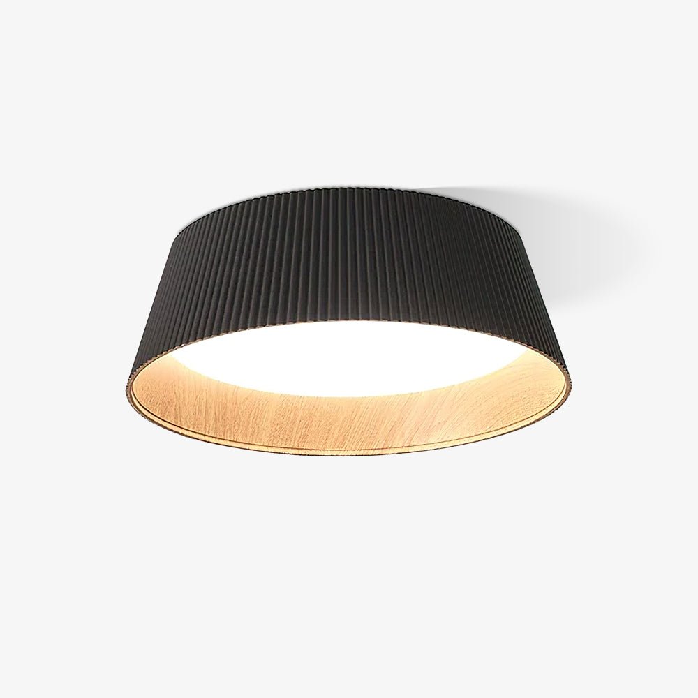Solara Plafonnier Cylindre Cannelé Bois Élégant Contemporain