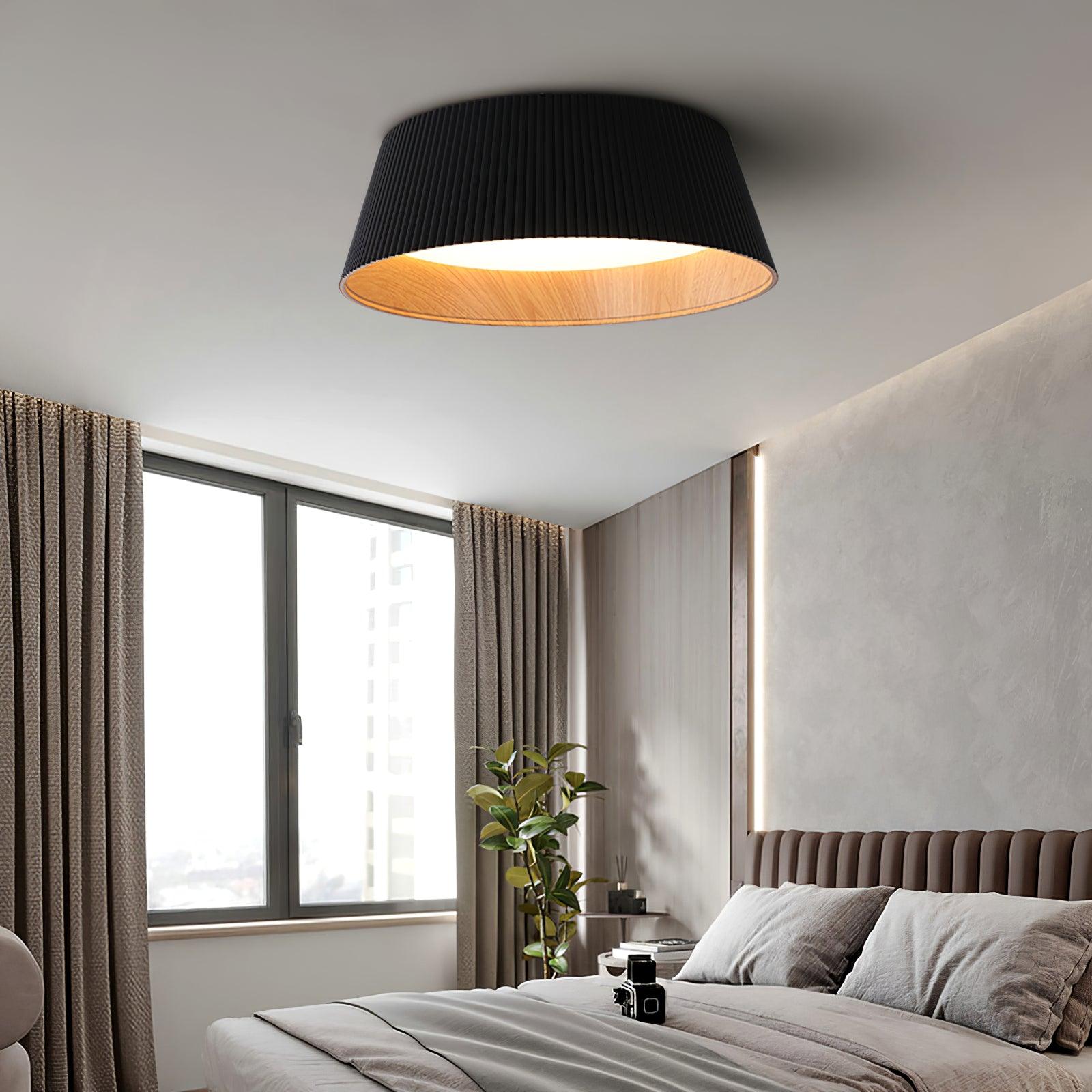 Solara Plafonnier Cylindre Cannelé Bois Élégant Contemporain