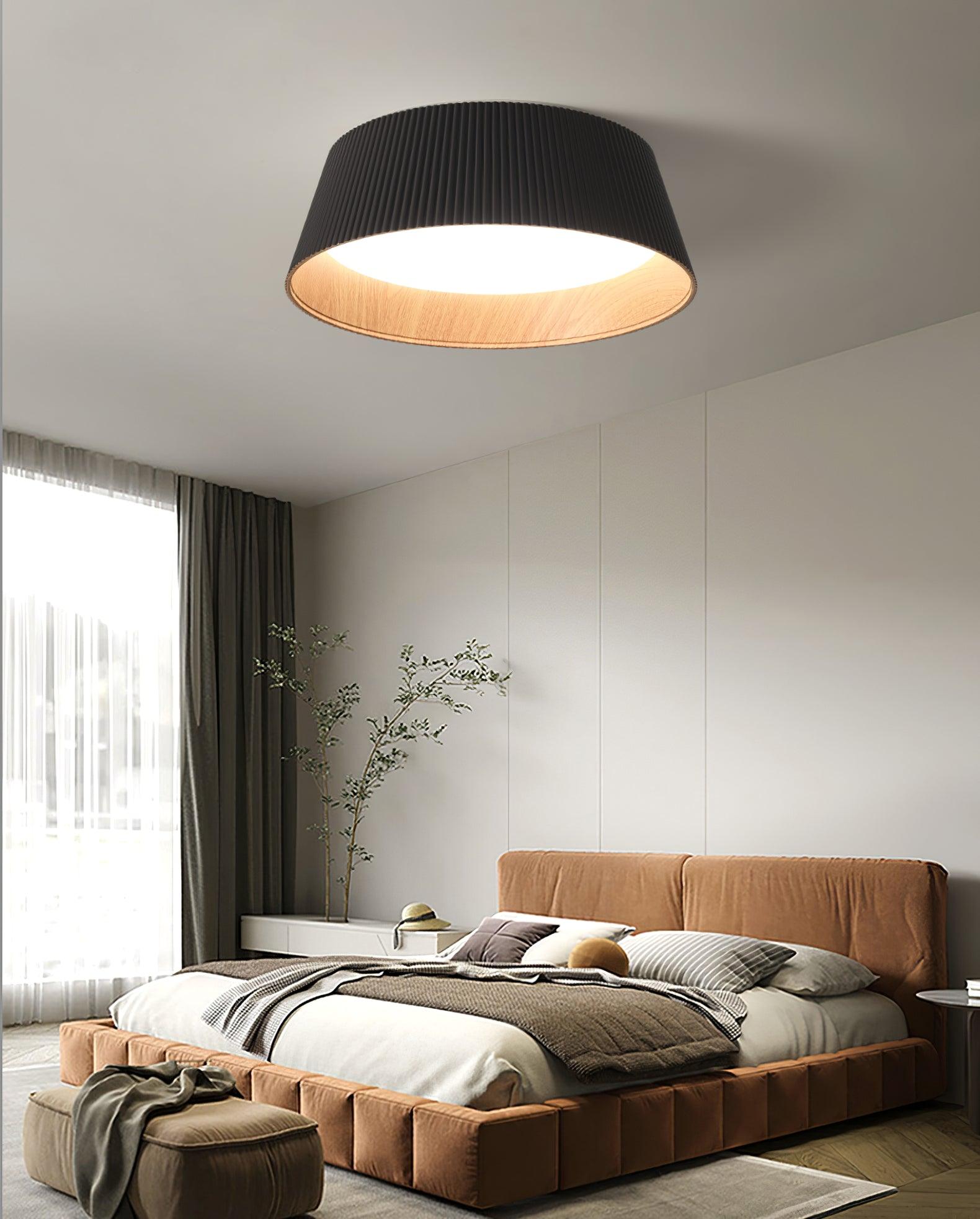 Solara Plafonnier Cylindre Cannelé Bois Élégant Contemporain