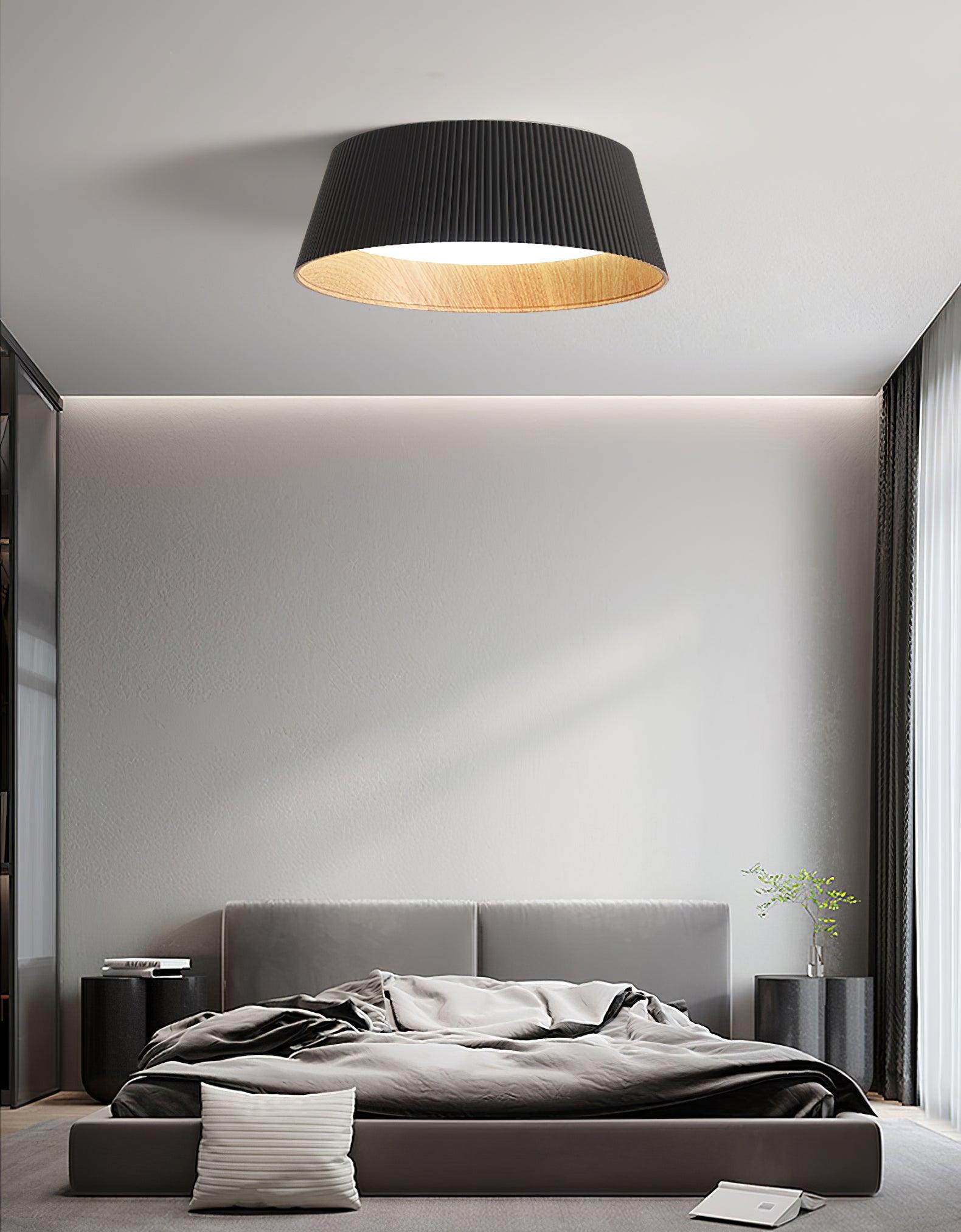 Solara Plafonnier Cylindre Cannelé Bois Élégant Contemporain