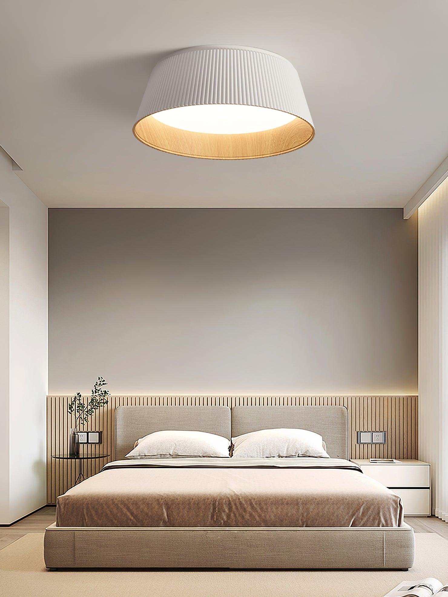 Solara Plafonnier Cylindre Cannelé Bois Élégant Contemporain