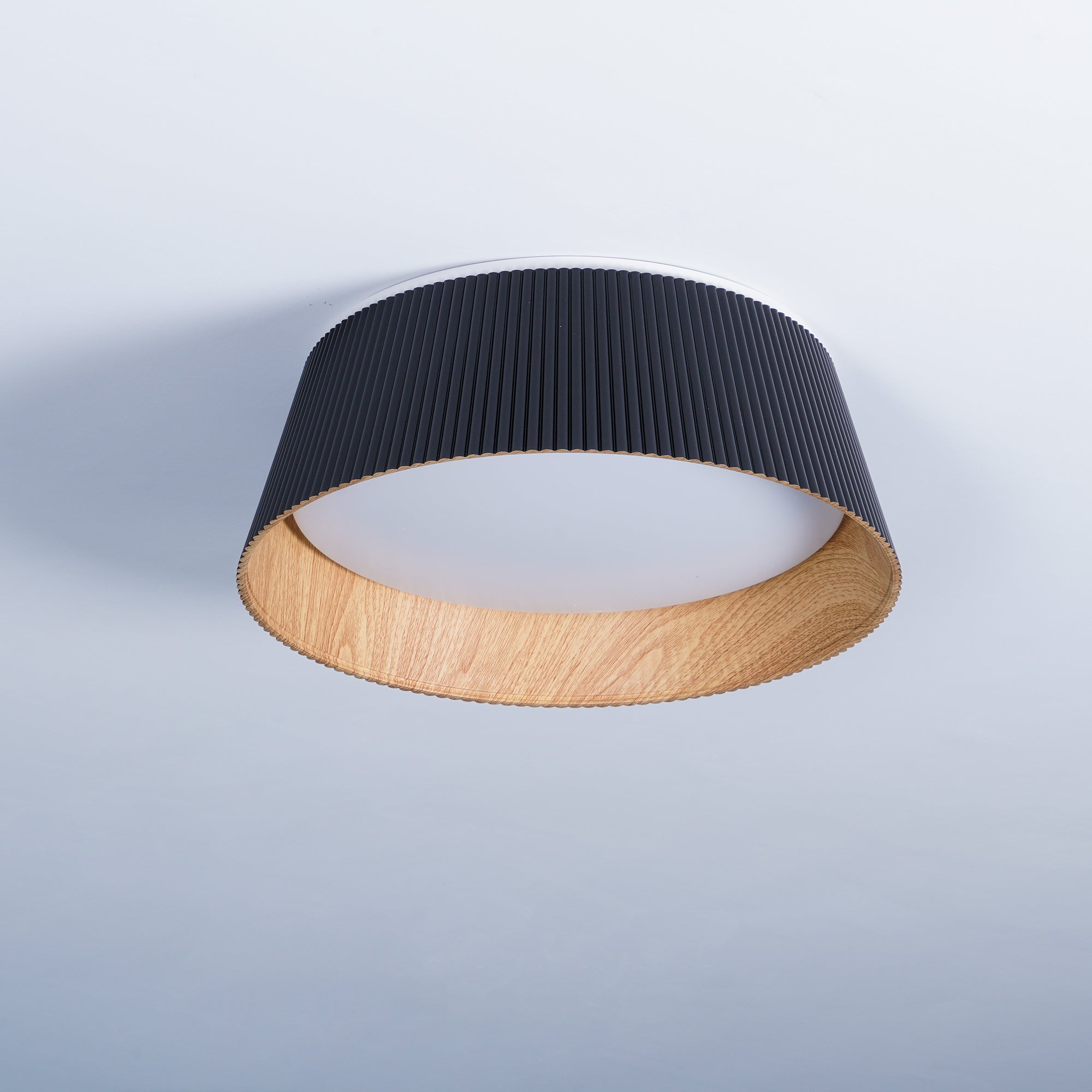 Solara Plafonnier Cylindre Cannelé Bois Élégant Contemporain