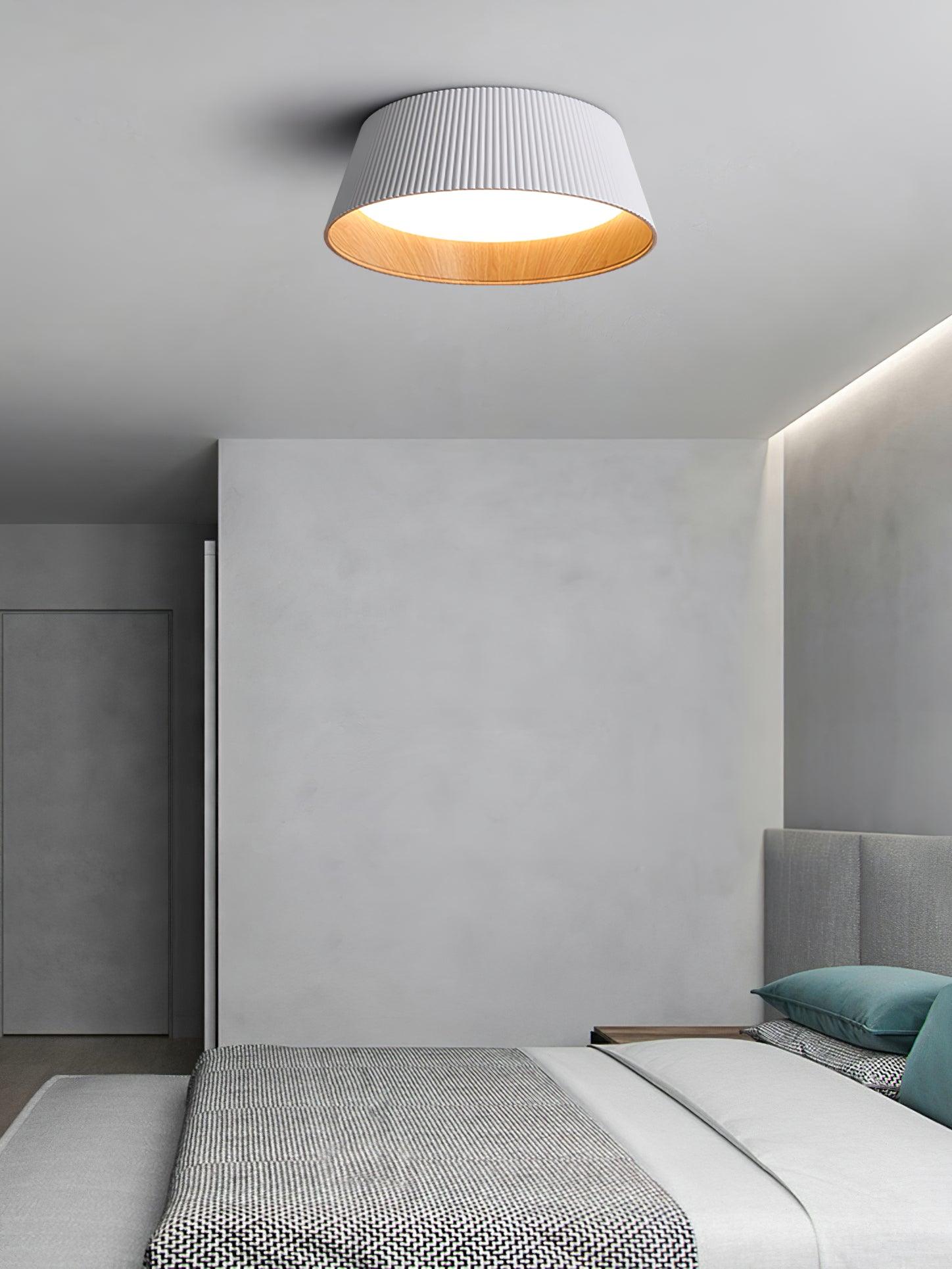 Solara Plafonnier Cylindre Cannelé Bois Élégant Contemporain