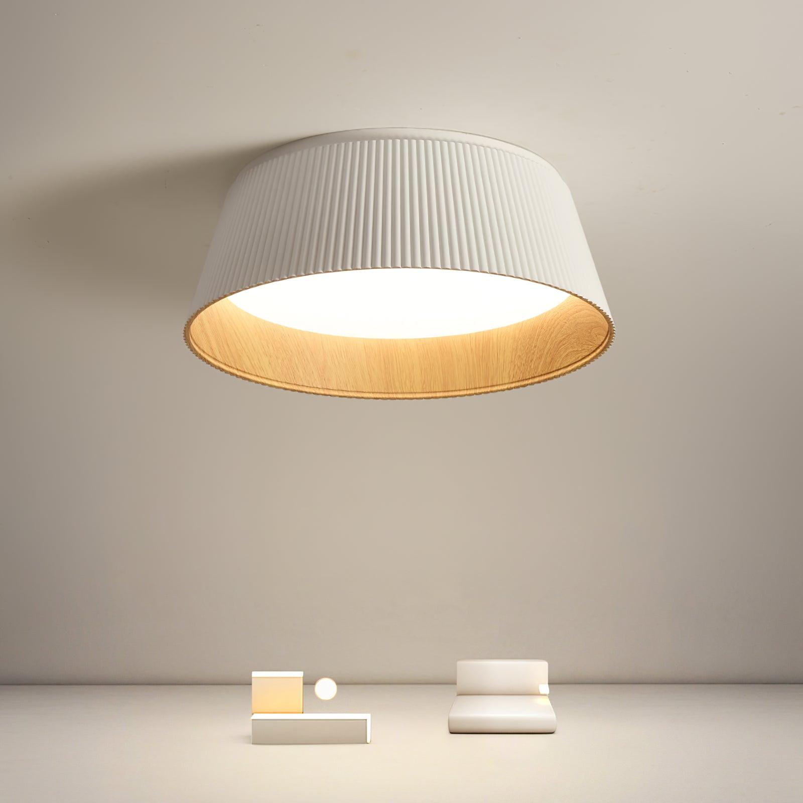 Solara Plafonnier Cylindre Cannelé Bois Élégant Contemporain