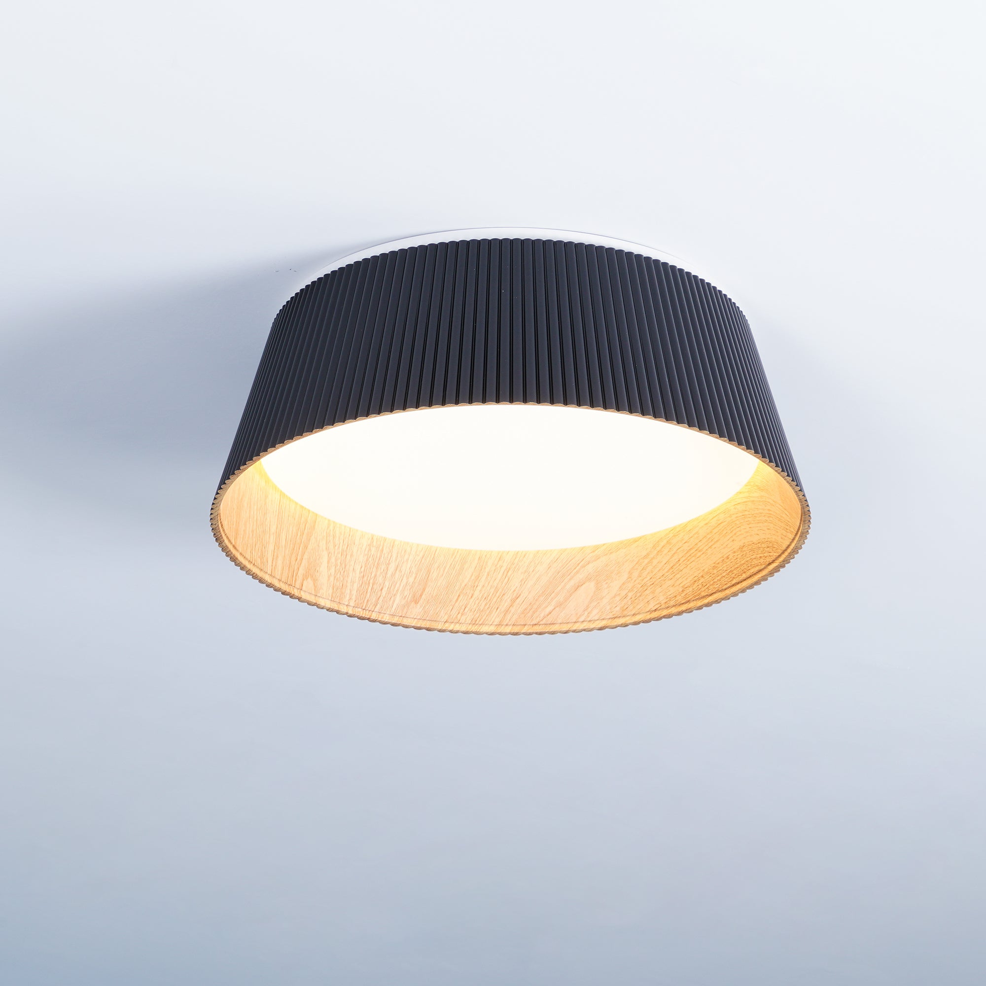 Solara Plafonnier Cylindre Cannelé Bois Élégant Contemporain