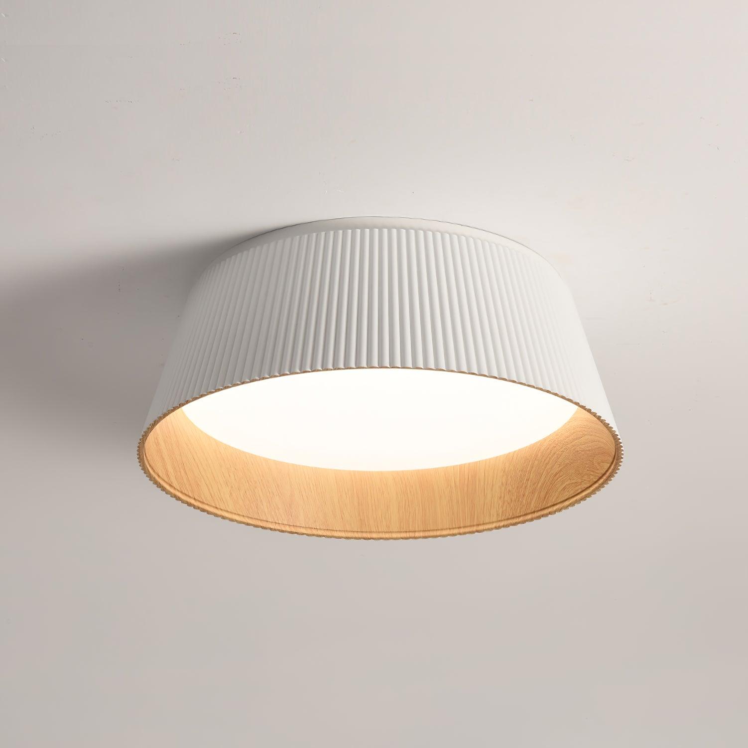 Solara Plafonnier Cylindre Cannelé Bois Élégant Contemporain