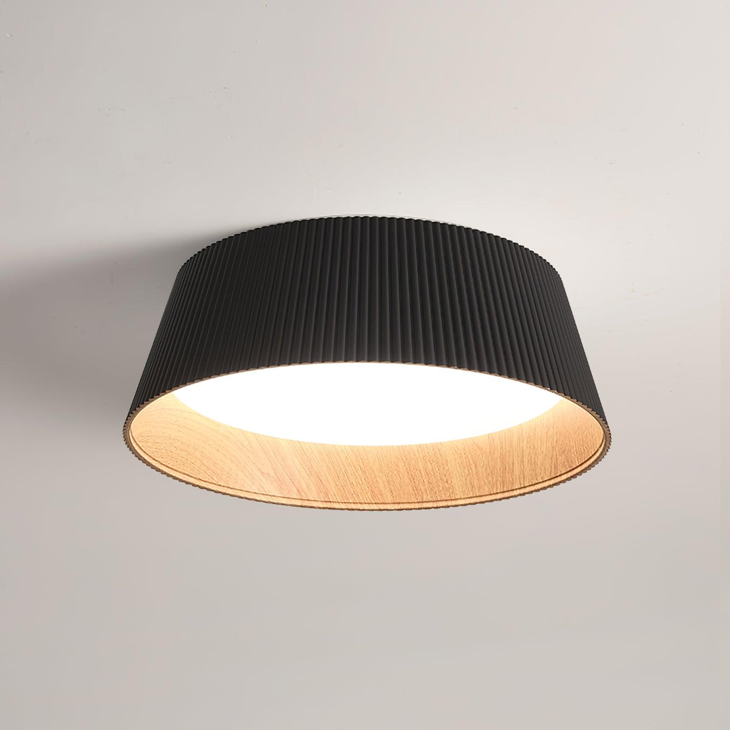 Solara Plafonnier Cylindre Cannelé Bois Élégant Contemporain