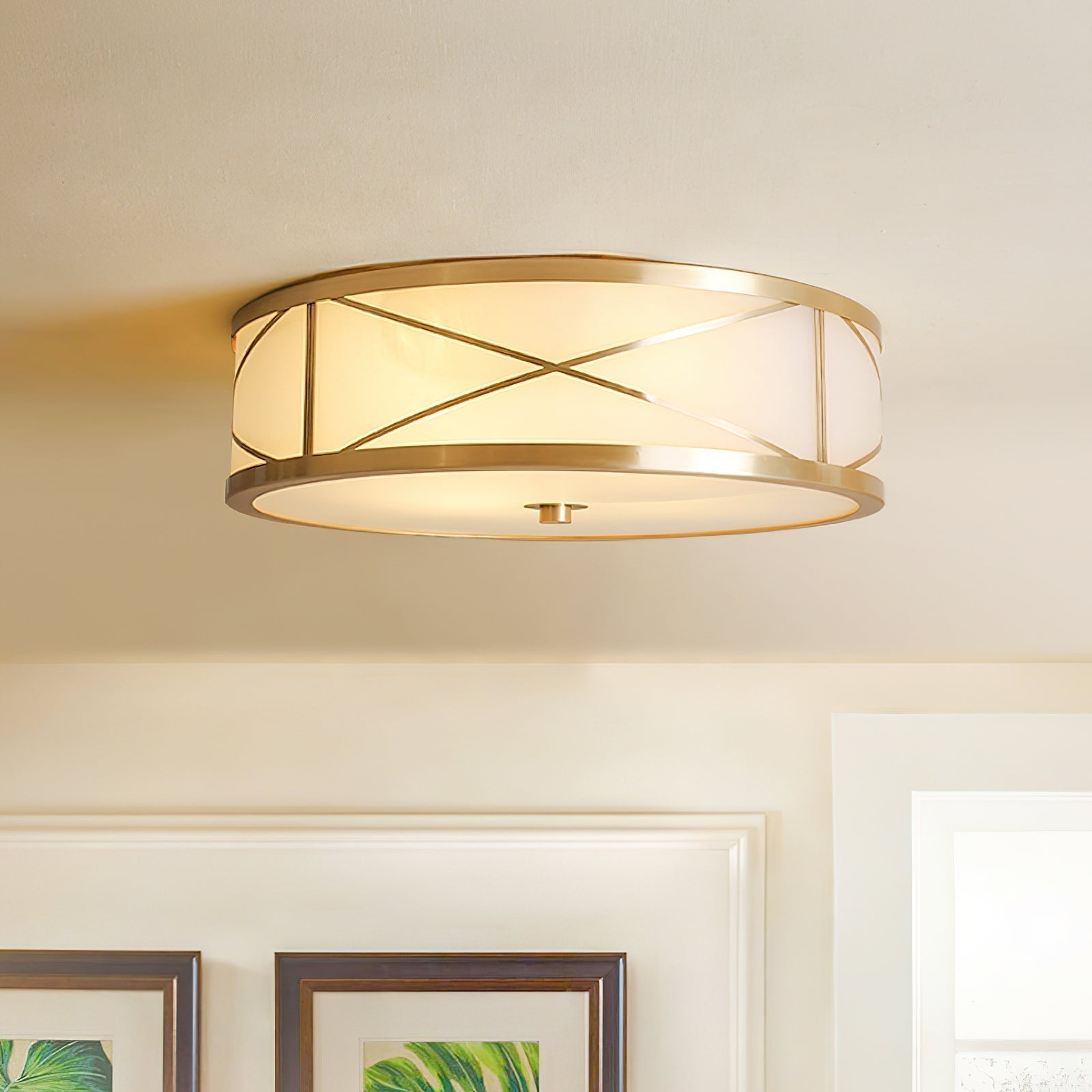 Vovene Plafonnier En Laiton Et Verre Minimaliste Moderne