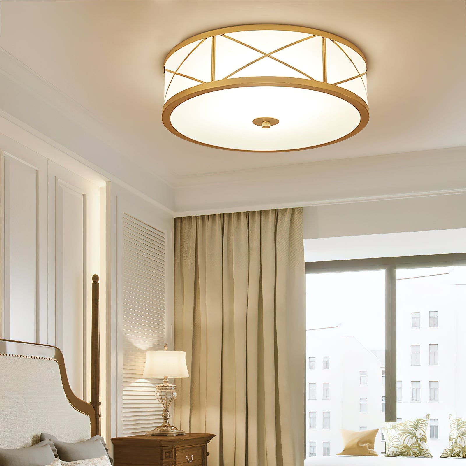 Vovene Plafonnier En Laiton Et Verre Minimaliste Moderne