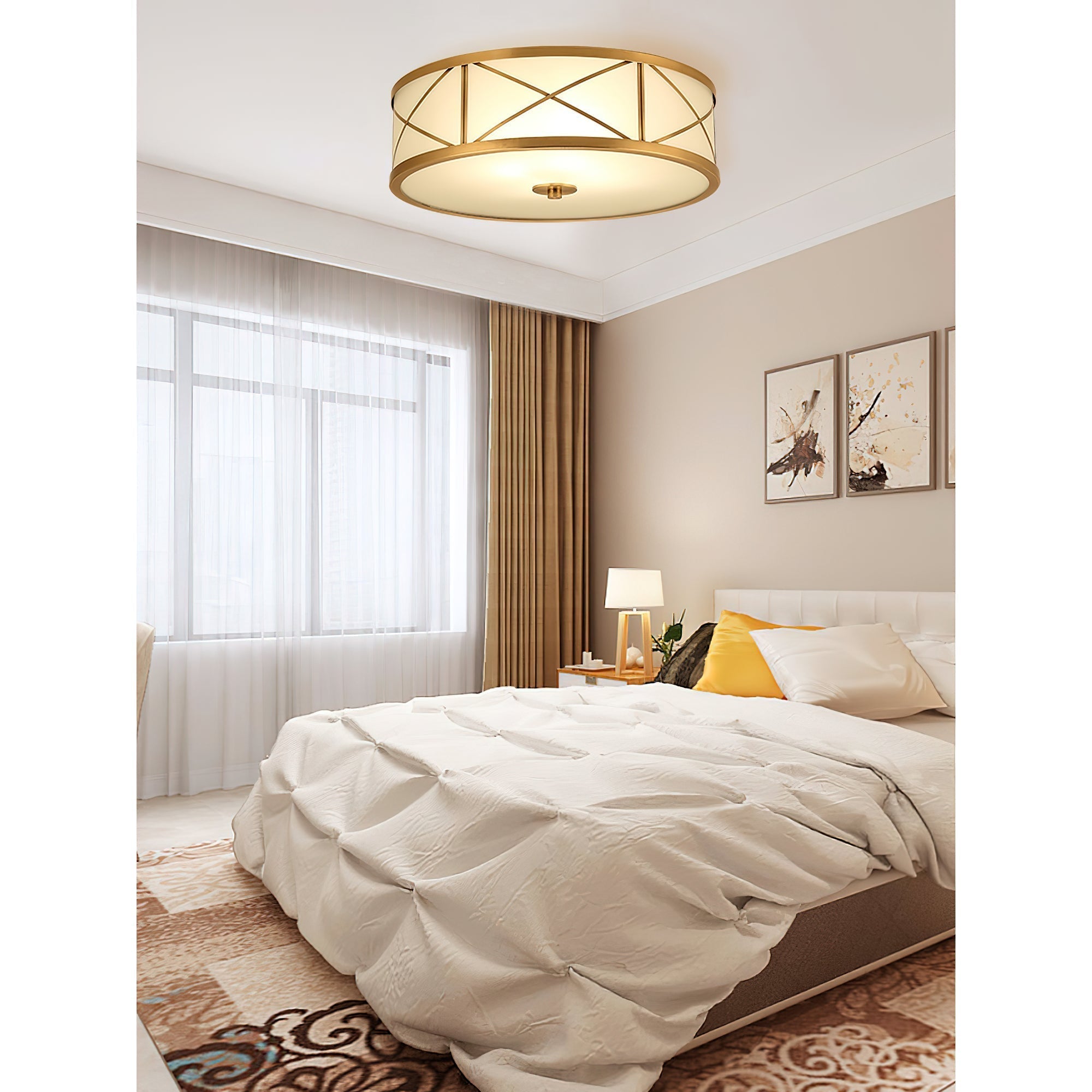 Vovene Plafonnier En Laiton Et Verre Minimaliste Moderne