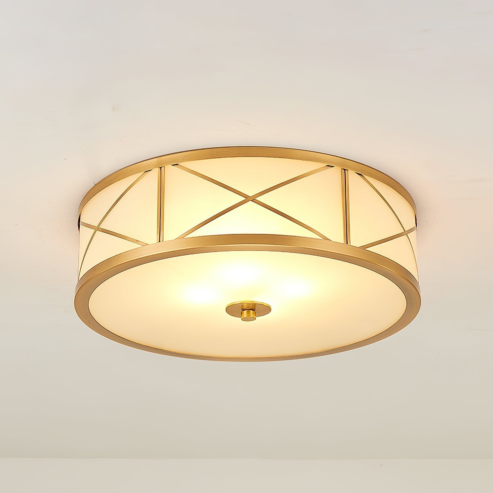 Vovene Plafonnier En Laiton Et Verre Minimaliste Moderne