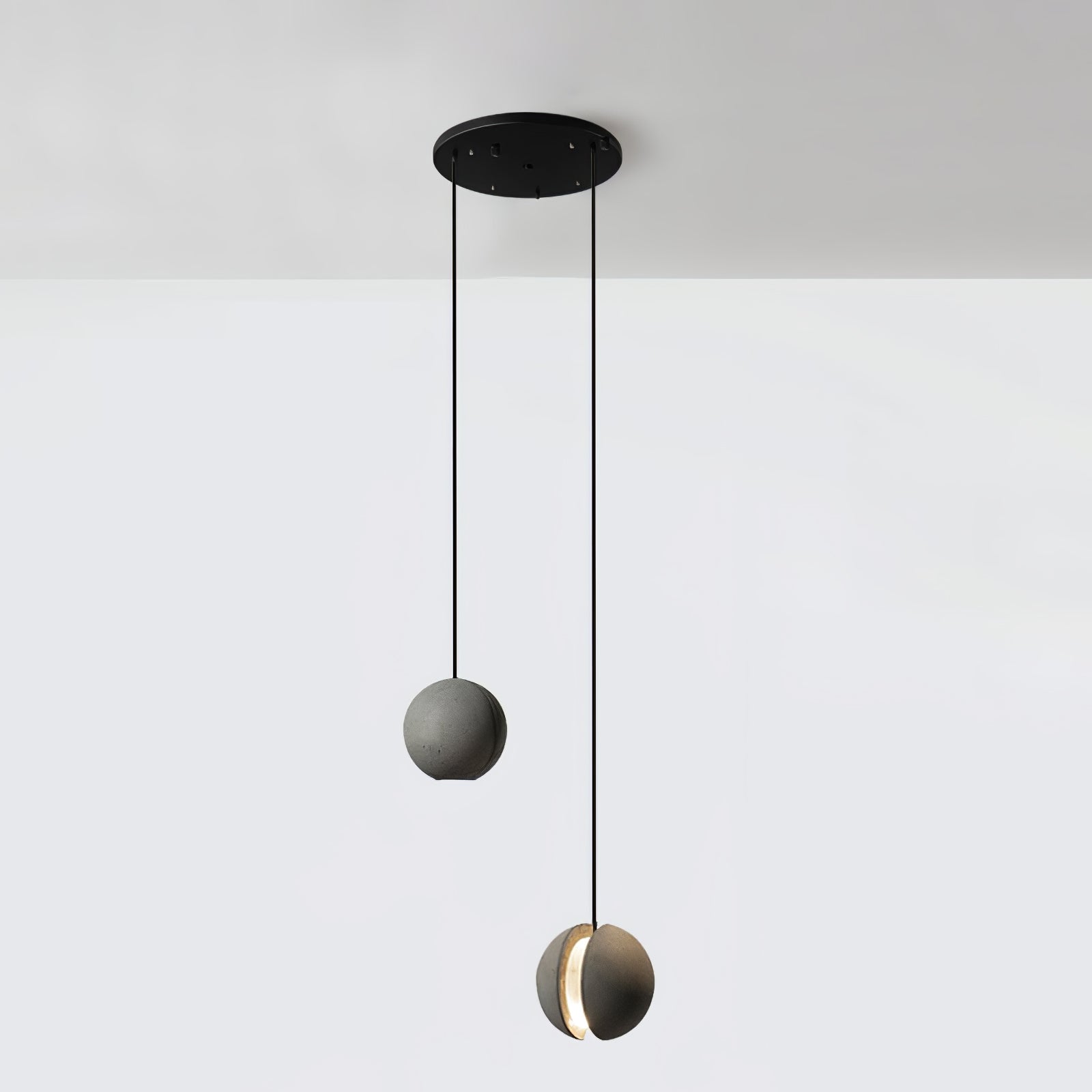 Solara Suspension Sphère en Béton Lune Minimaliste