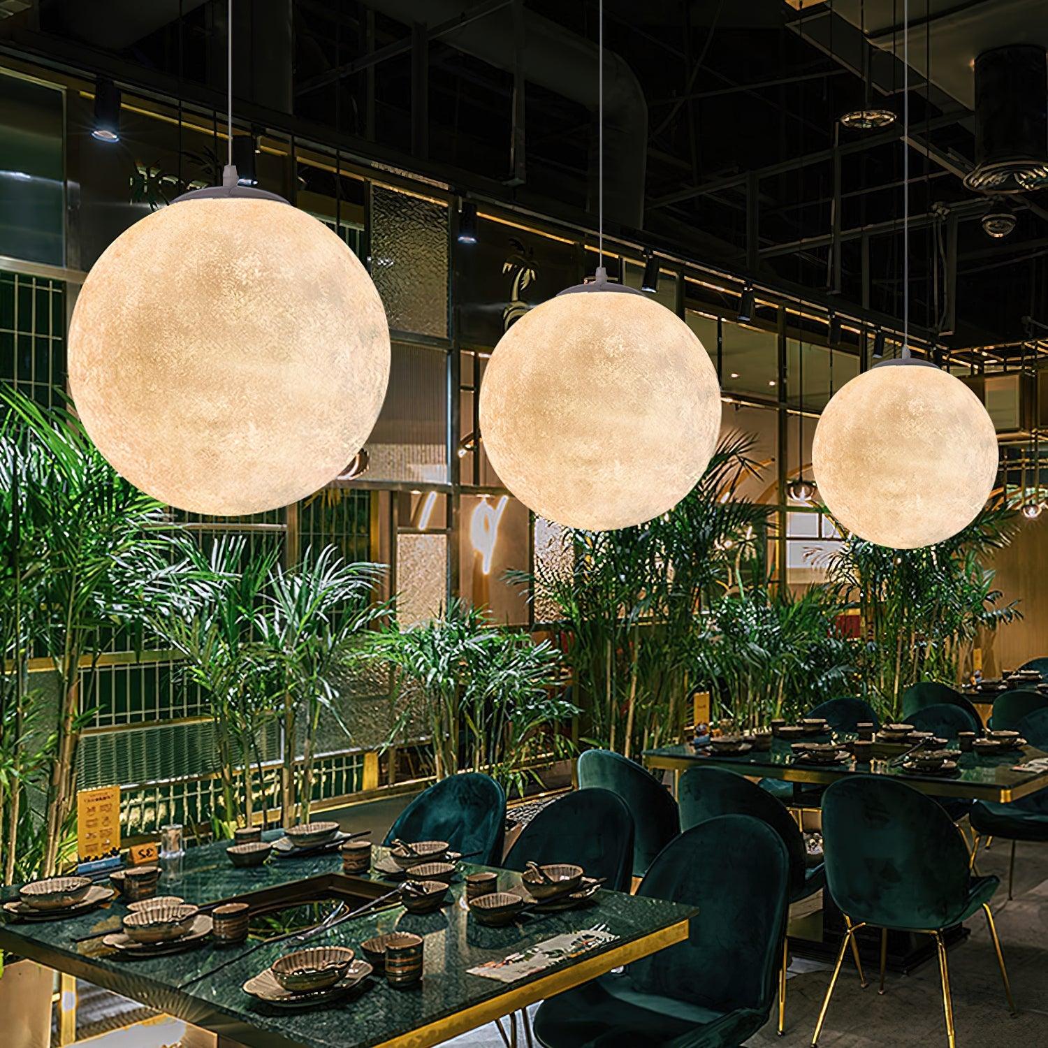 Lustra Suspension Lampe en Forme de Lune pour Salon