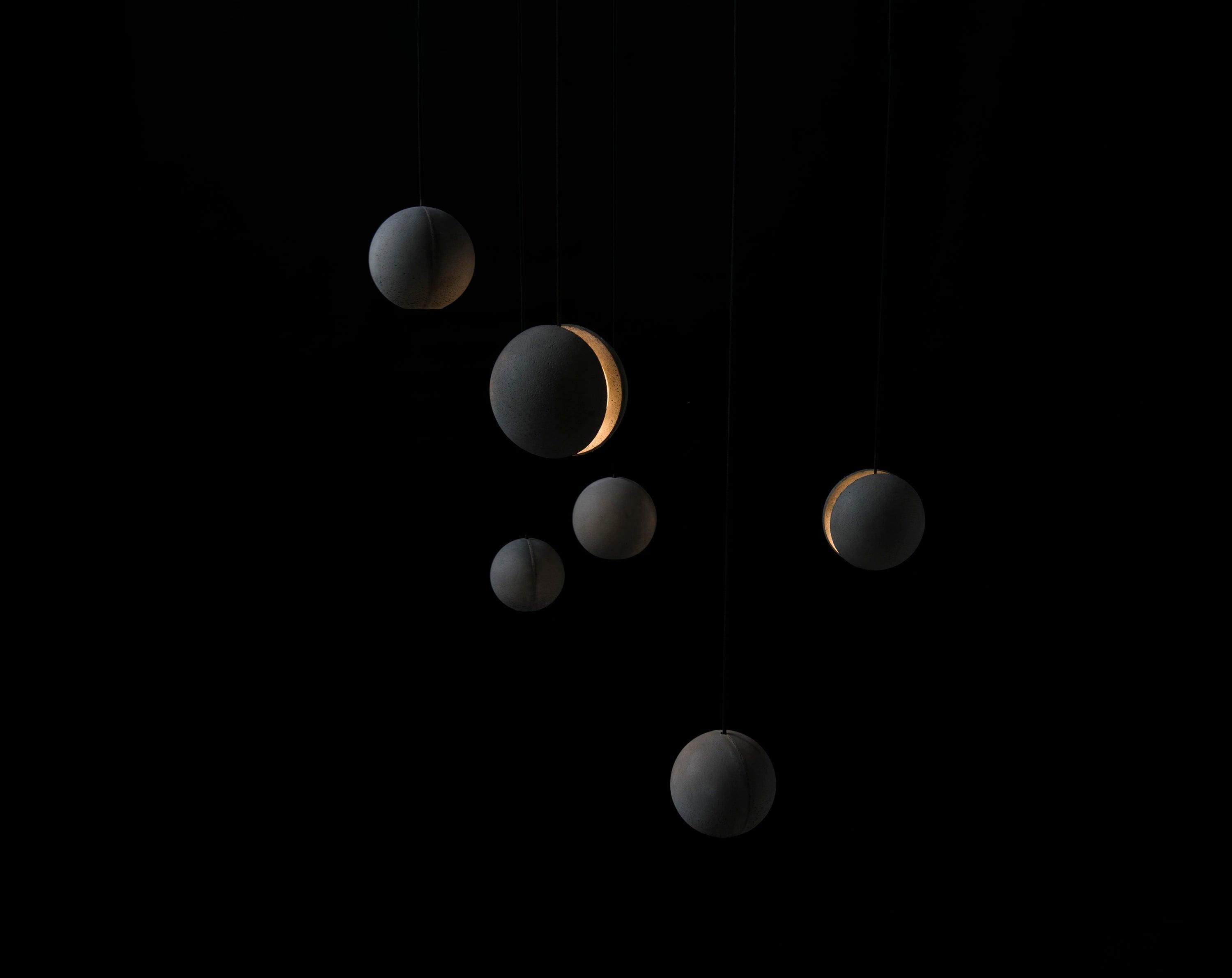 Solara Suspension Sphère en Béton Lune Minimaliste