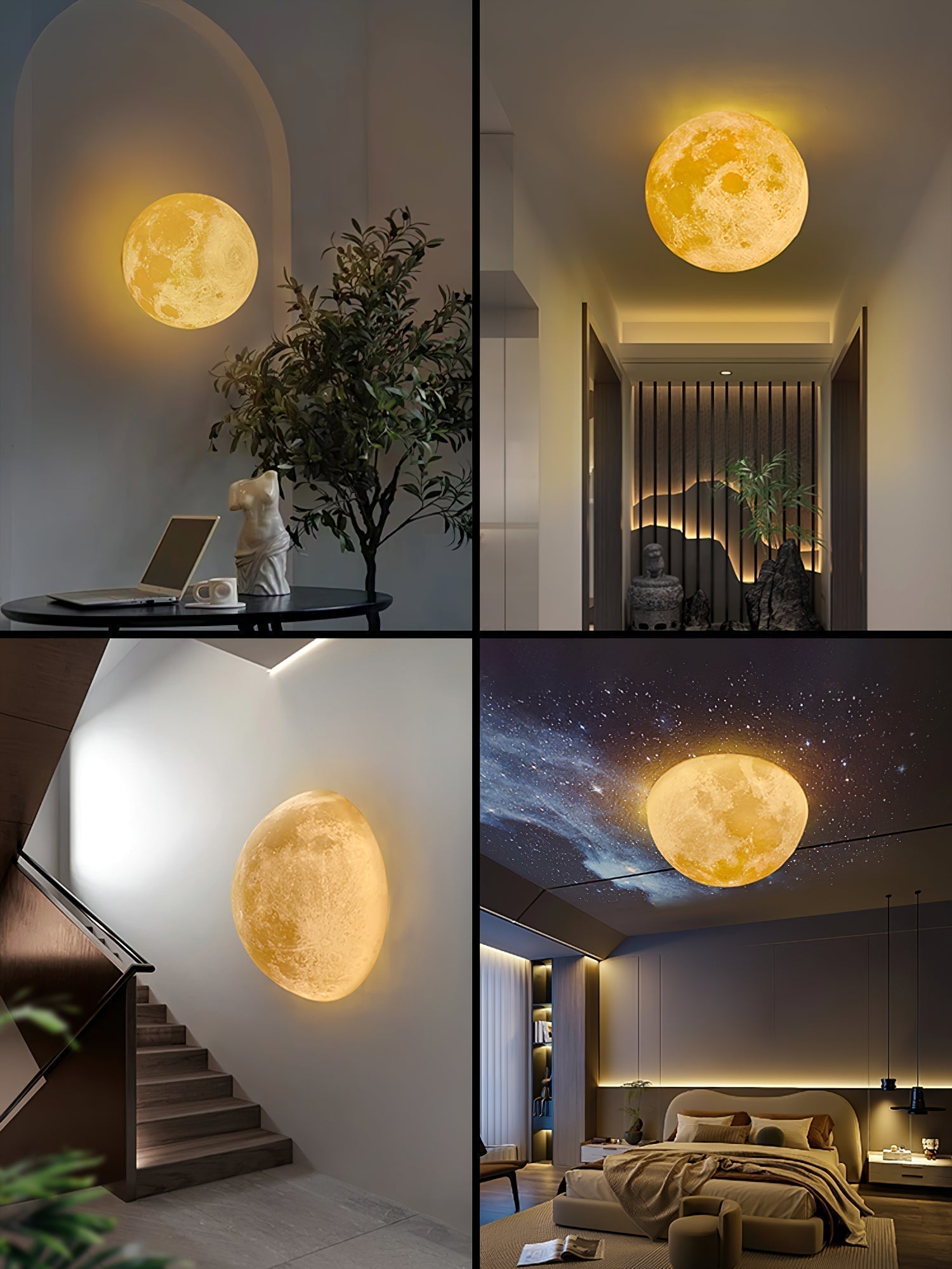 Olsolan Applique Murale 3D en Plastique Art Nordique Lune