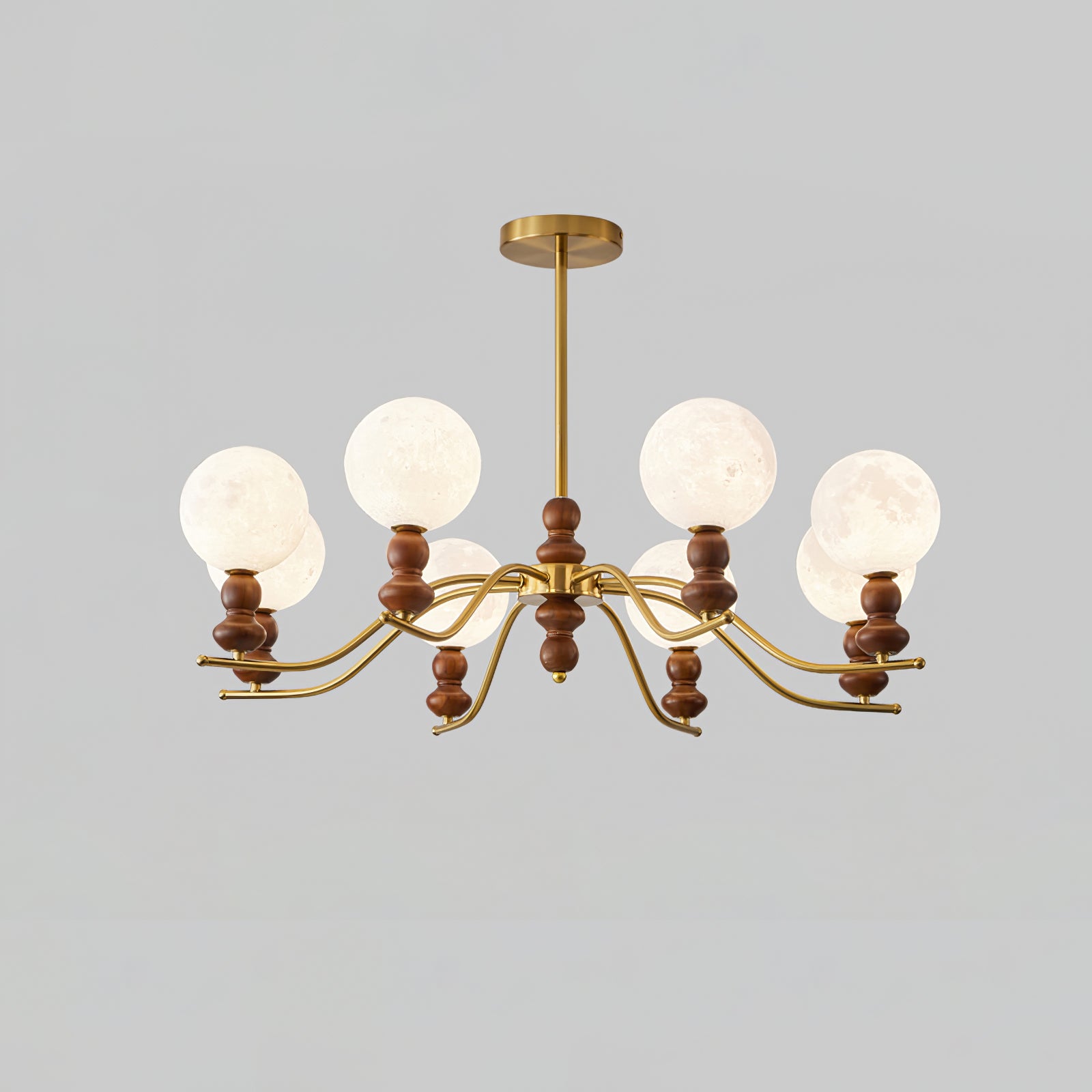 Virelle Lustre Lustra Laiton Bois Globe de Lune Élégant