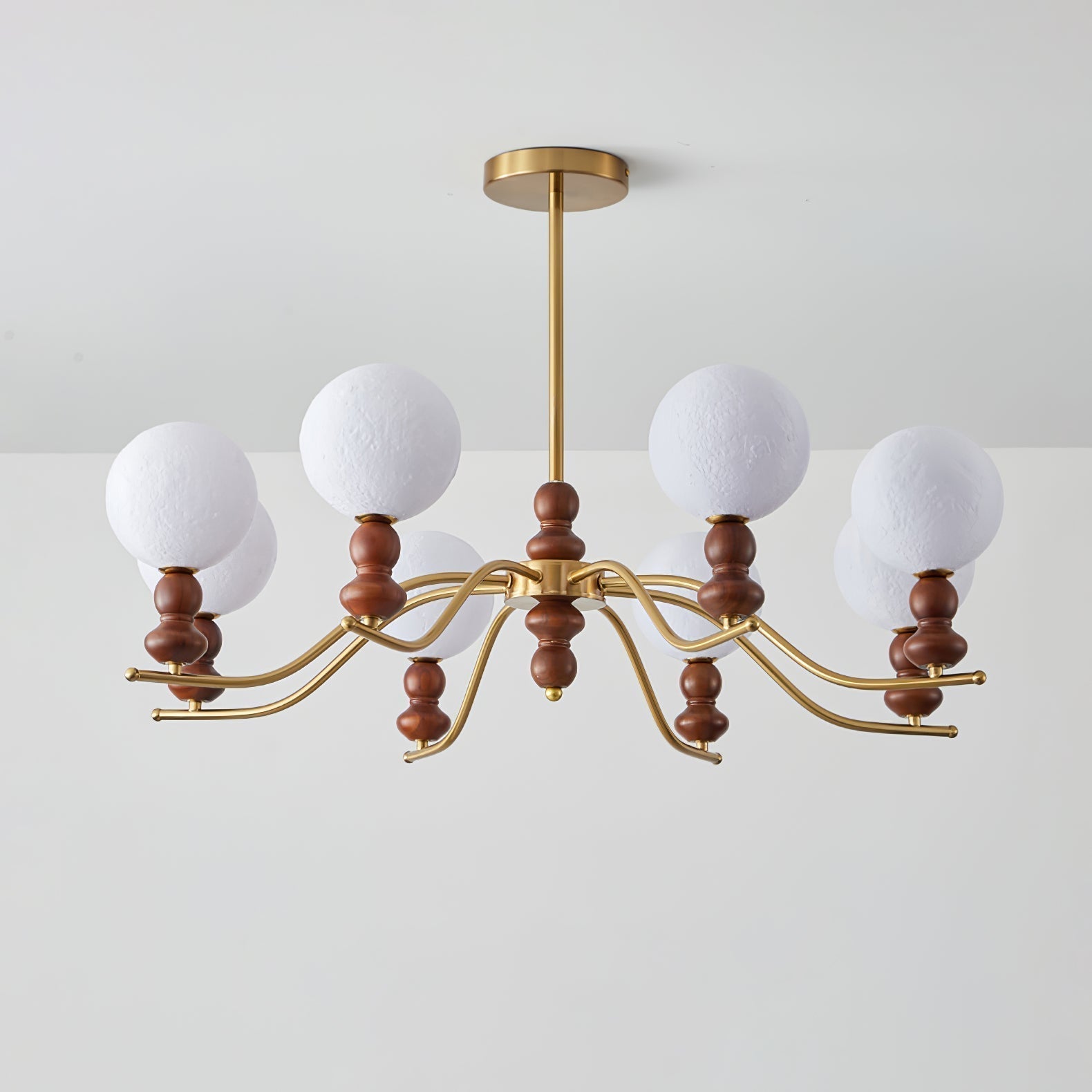 Virelle Lustre Lustra Laiton Bois Globe de Lune Élégant