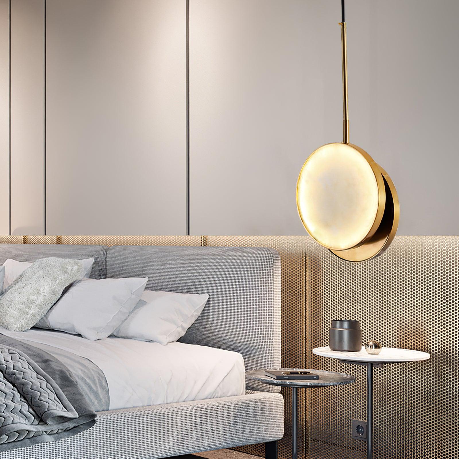 Synoryra Lampe Suspendue Double Disque en Albâtre