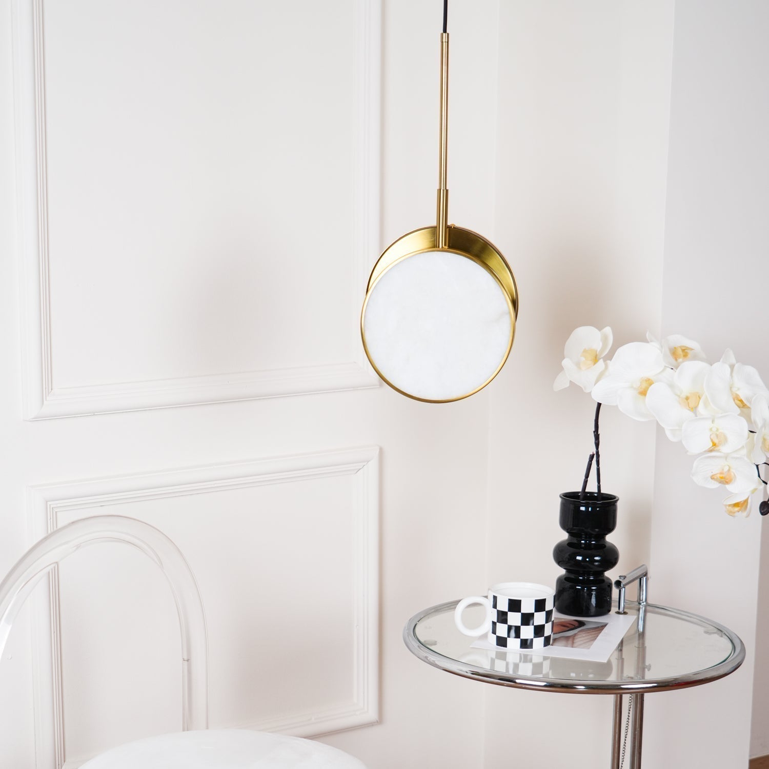 Synoryra Lampe Suspendue Double Disque en Albâtre