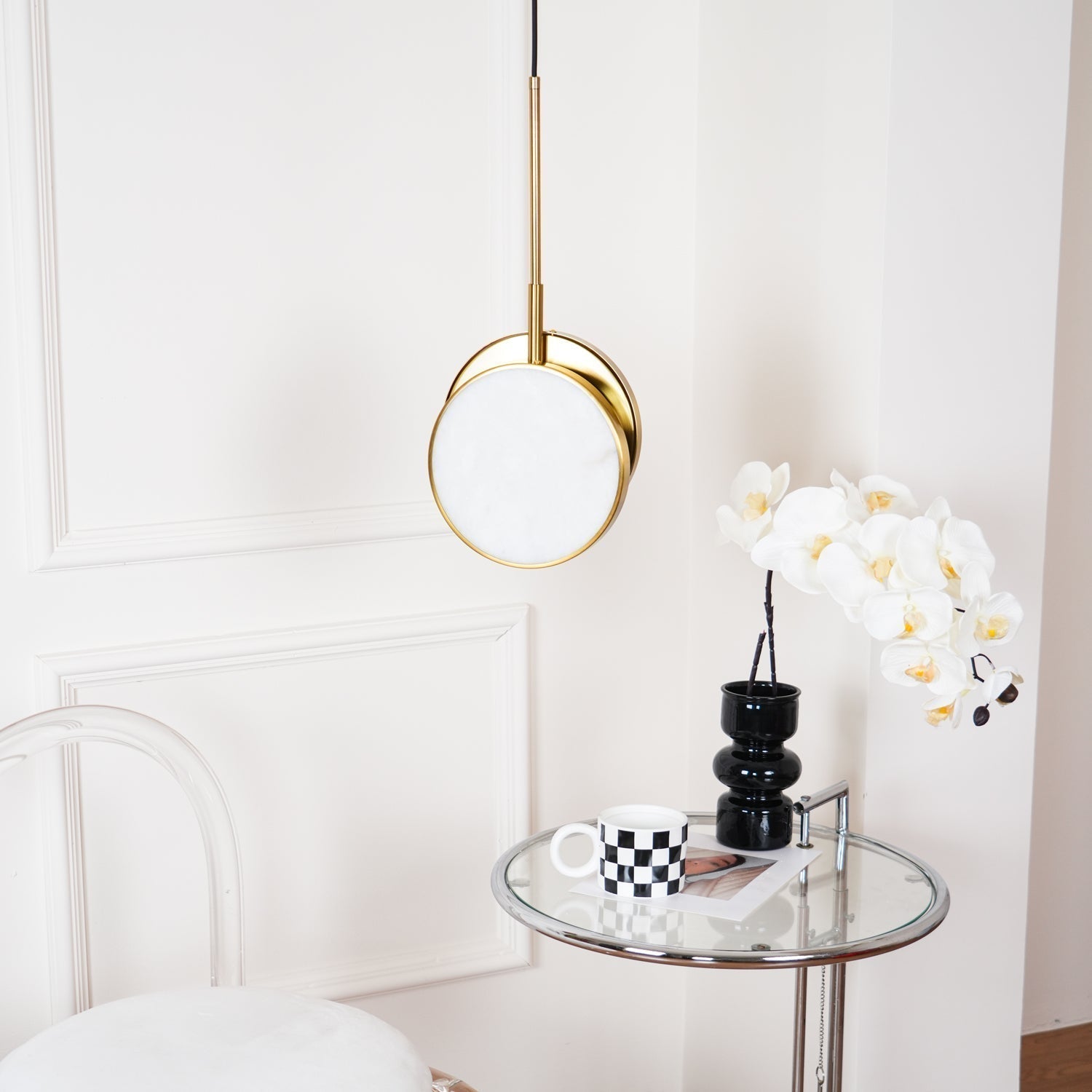 Synoryra Lampe Suspendue Double Disque en Albâtre
