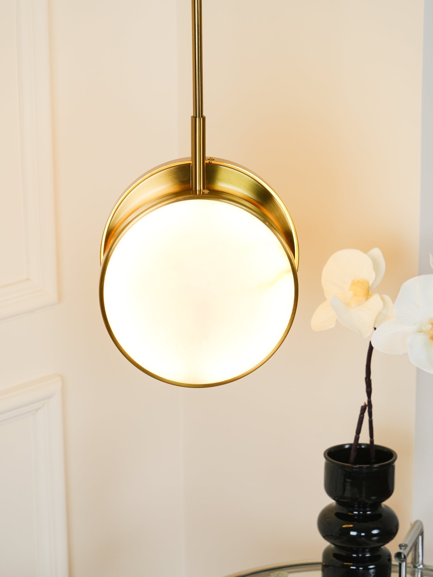 Synoryra Lampe Suspendue Double Disque en Albâtre