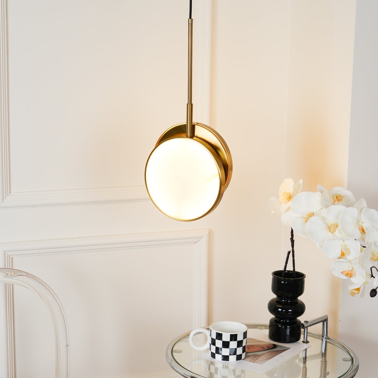 Synoryra Lampe Suspendue Double Disque en Albâtre