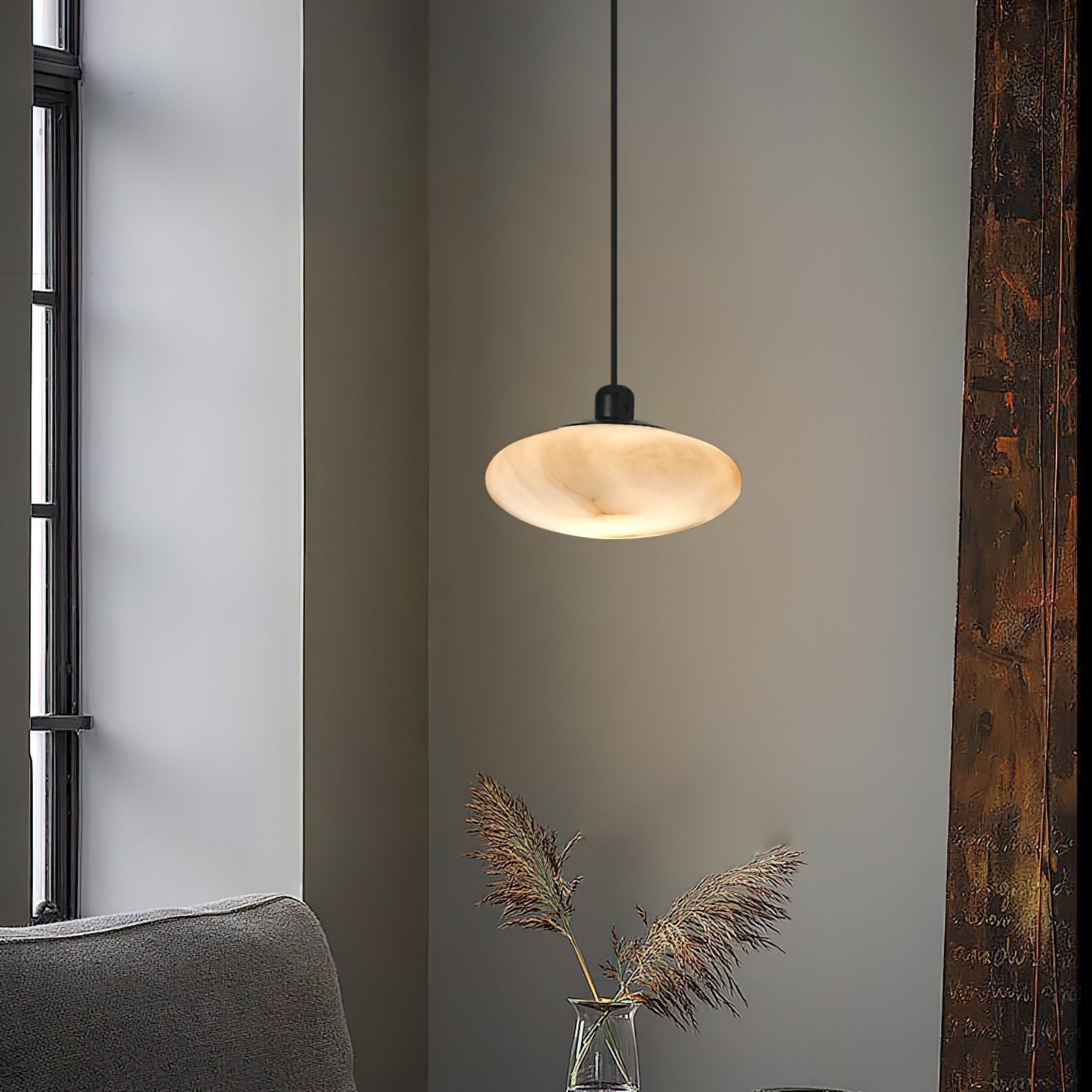 Cuthean Lampe Suspendue En Laiton Et Albâtre Minimaliste Moderne