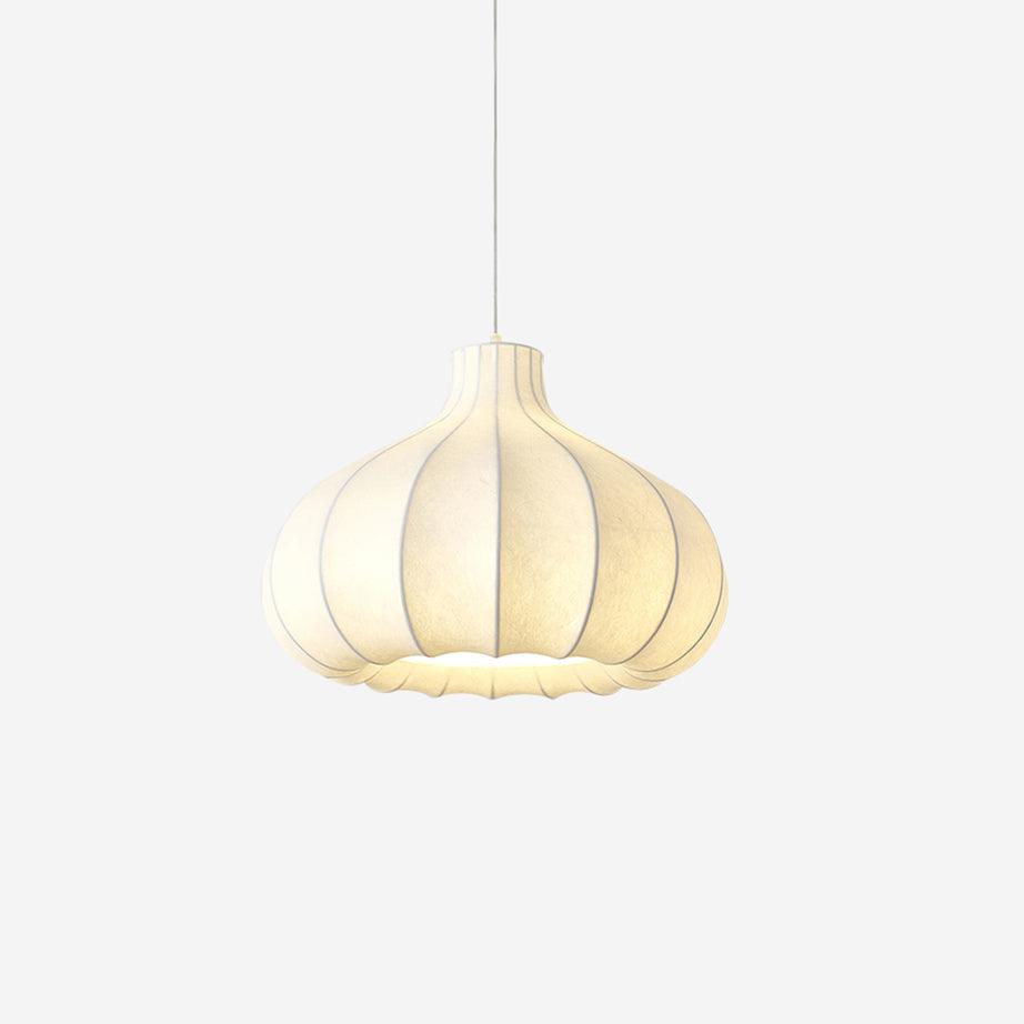 Silky Suspension avec Abat-jour en Soie Plissée Blanc Elégant