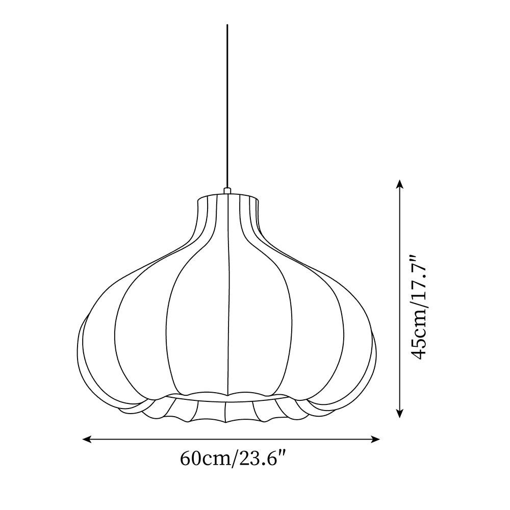 Silky Suspension avec Abat-jour en Soie Plissée Blanc Elégant