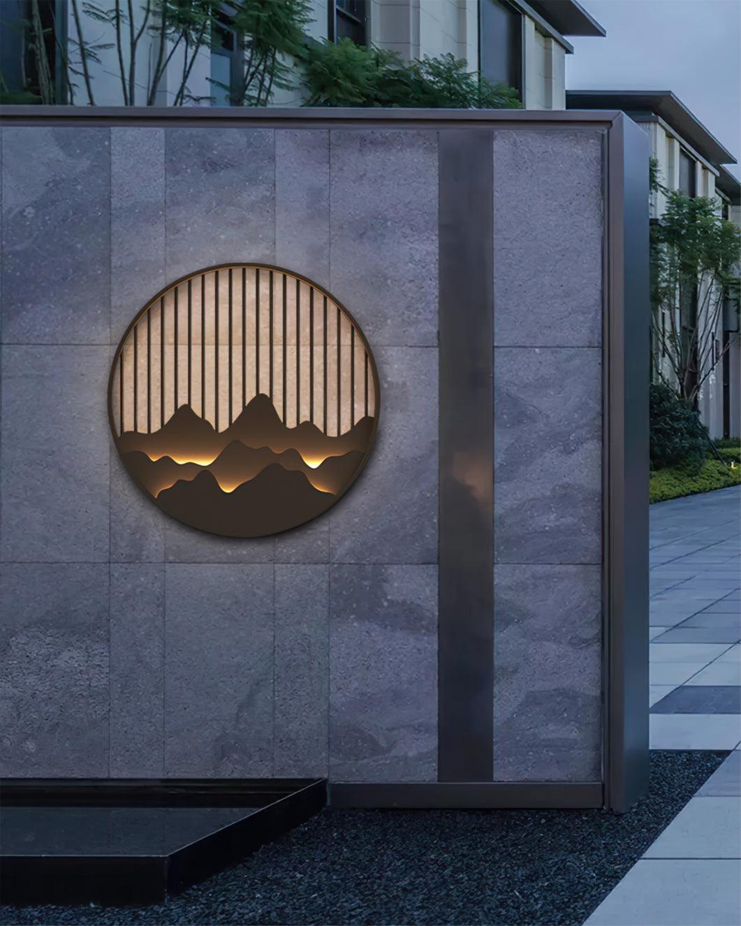 Mountain Wall Lamp Outdoor Circular Silhouette