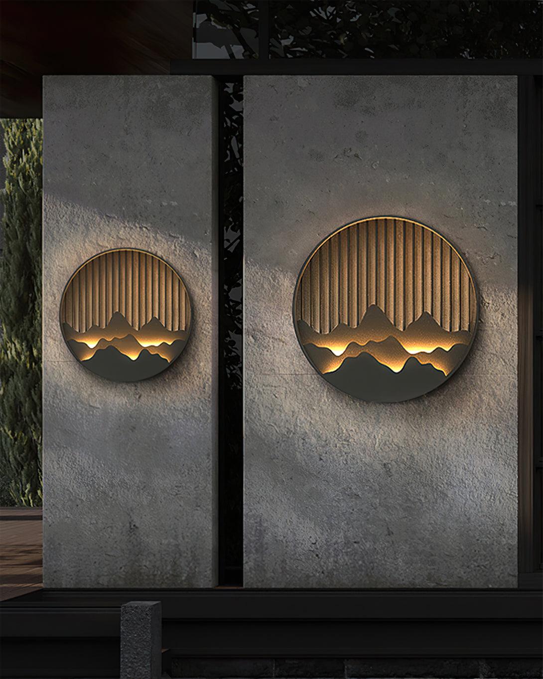 Mountain Wall Lamp Outdoor Circular Silhouette