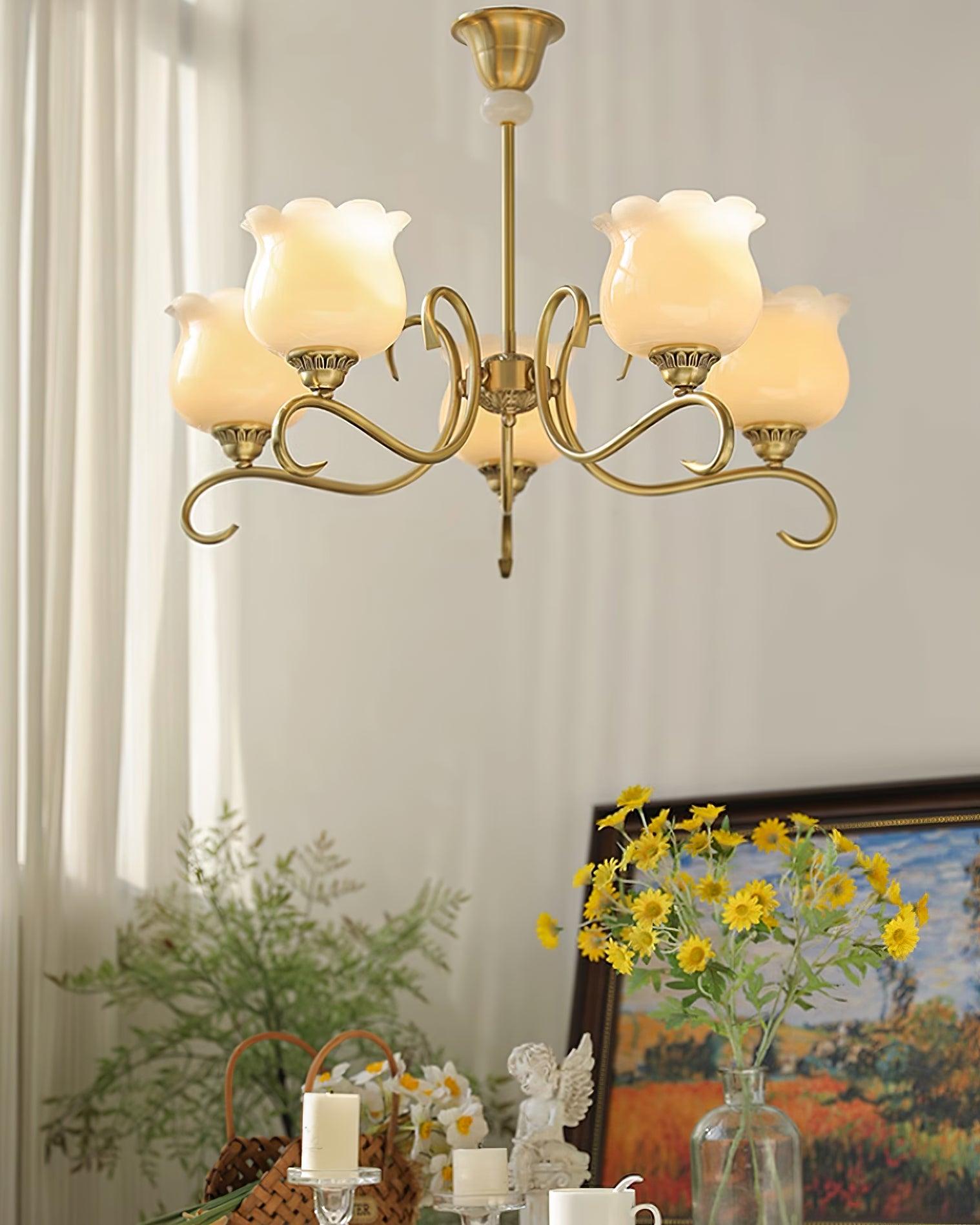 Mullan Lustre Laiton Résine Abat-jours Floraux Sculptural