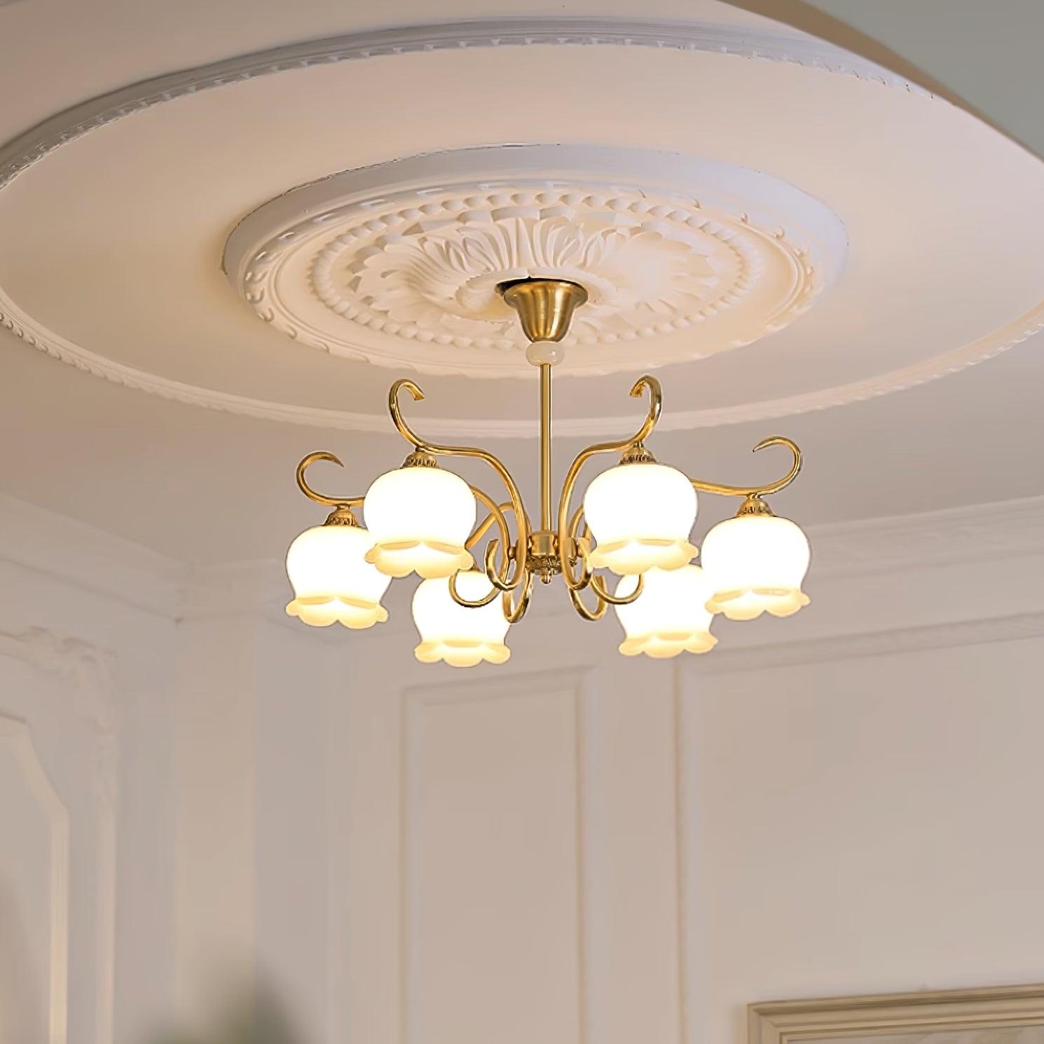 Mullan Lustre Laiton Résine Abat-jours Floraux Sculptural