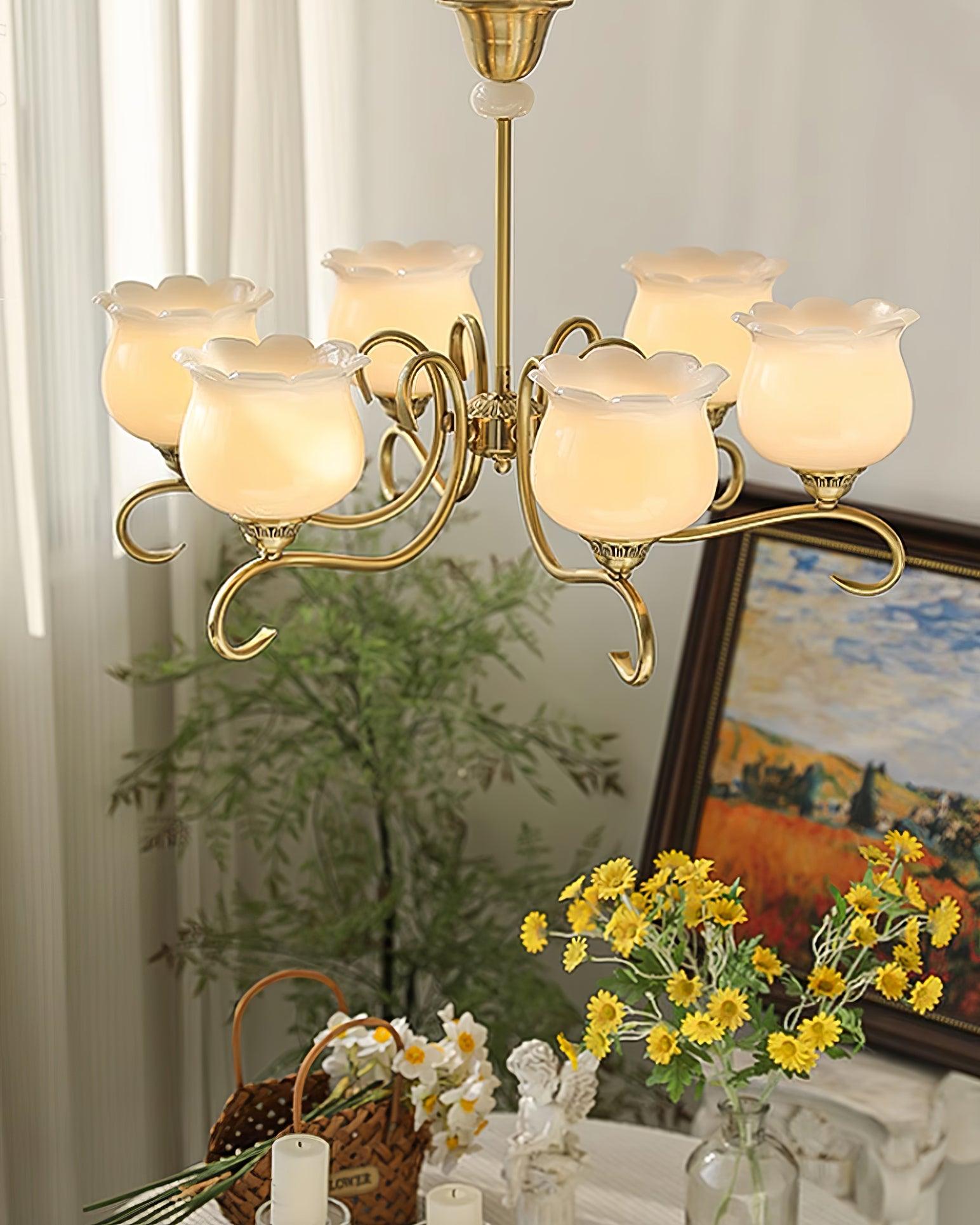 Mullan Lustre Laiton Résine Abat-jours Floraux Sculptural