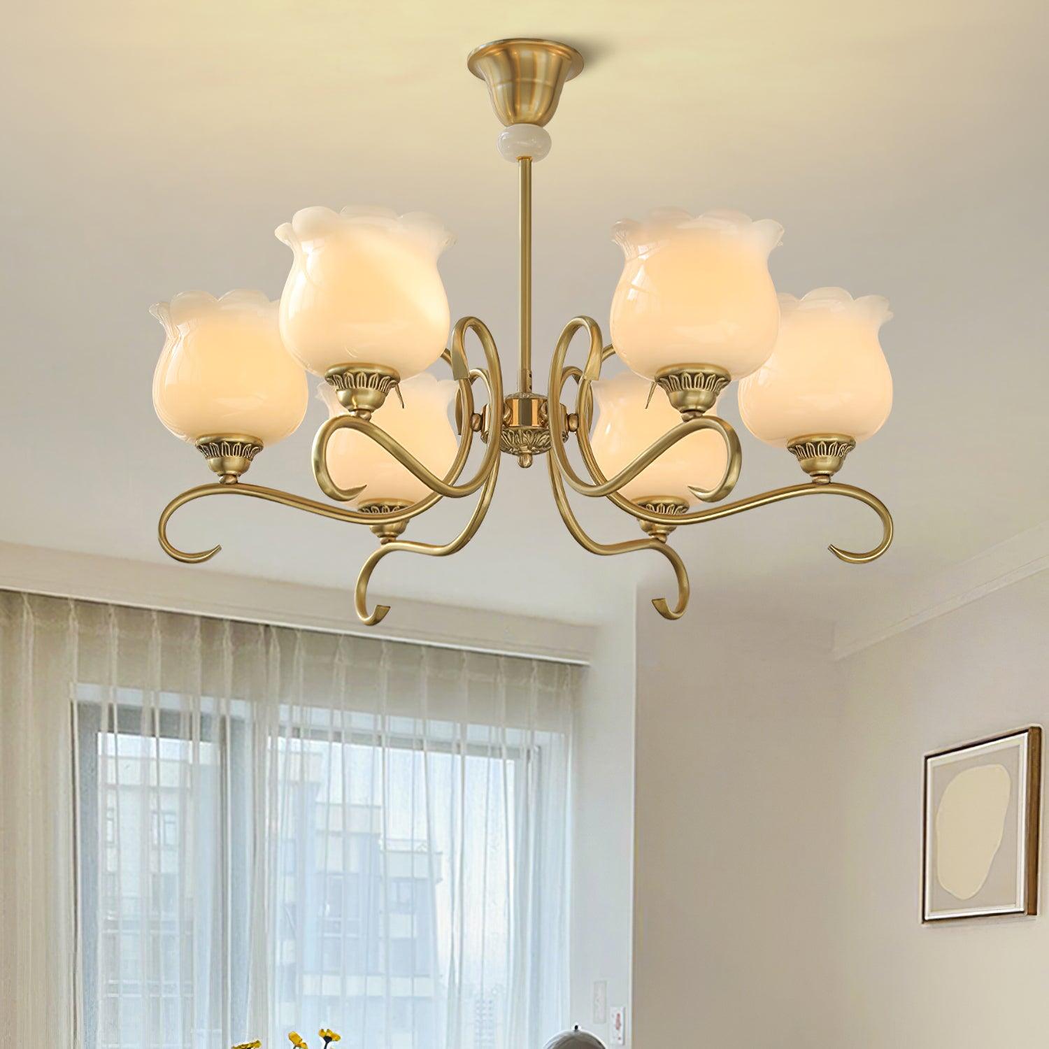 Mullan Lustre Laiton Résine Abat-jours Floraux Sculptural