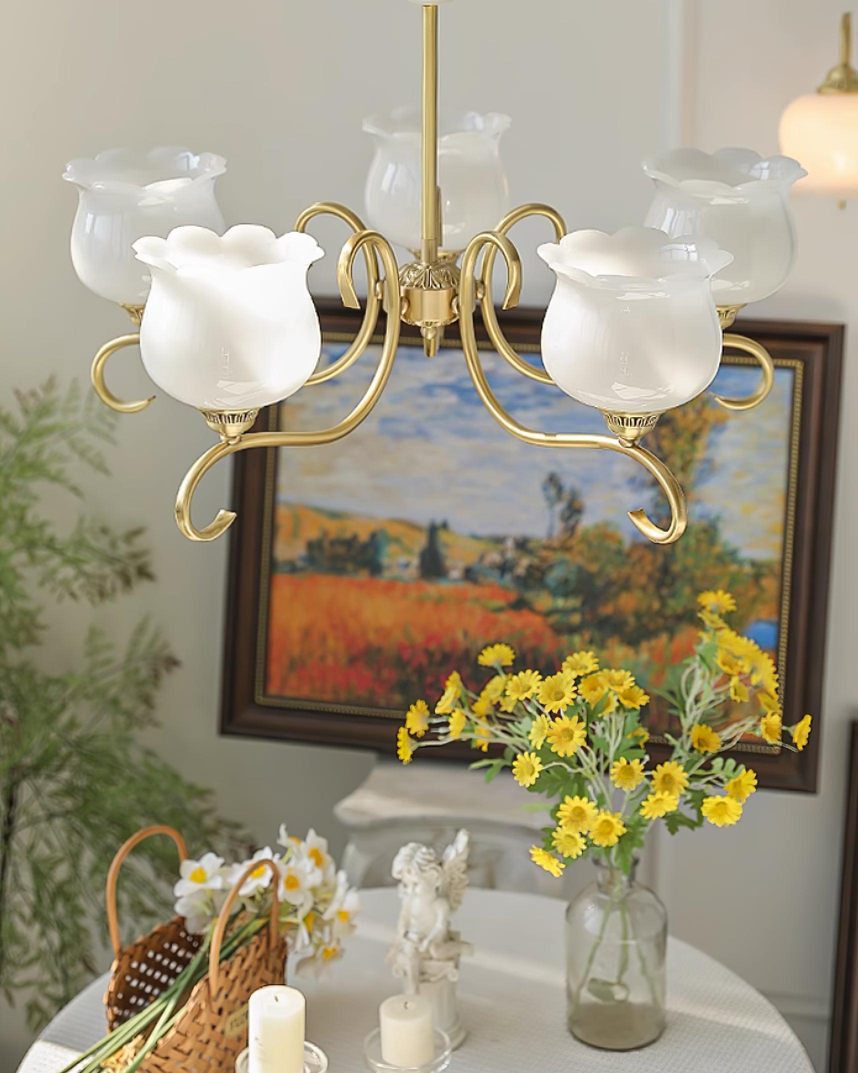 Mullan Lustre Laiton Résine Abat-jours Floraux Sculptural