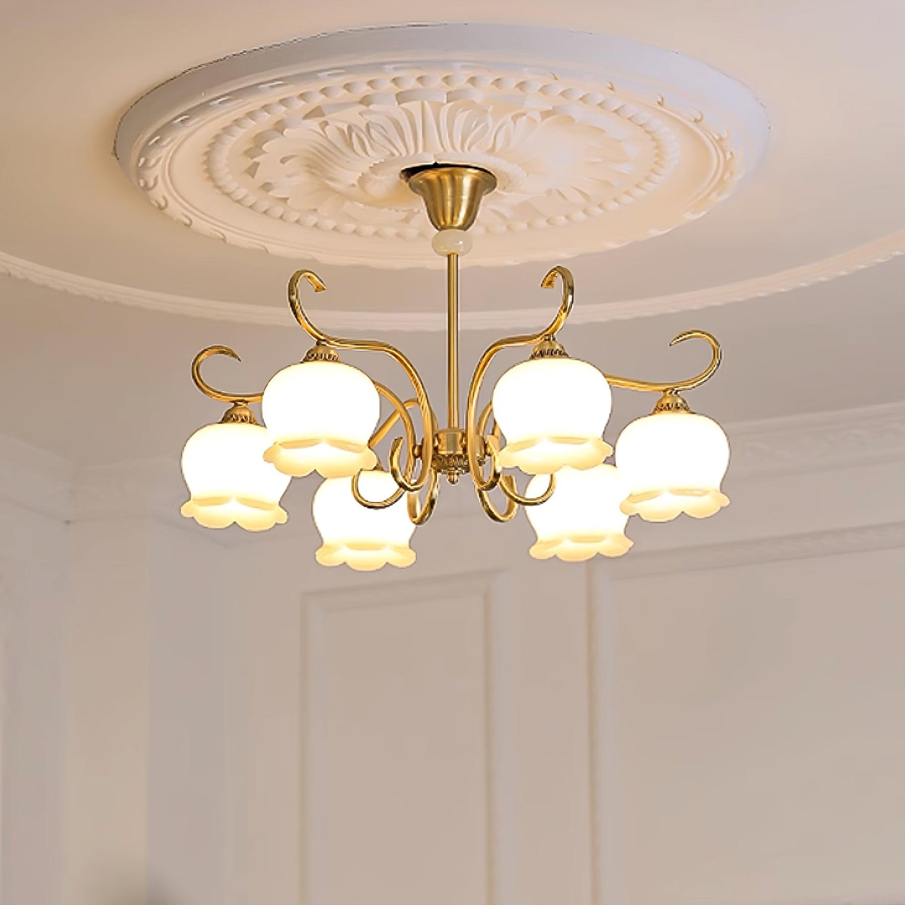 Mullan Lustre Laiton Résine Abat-jours Floraux Sculptural