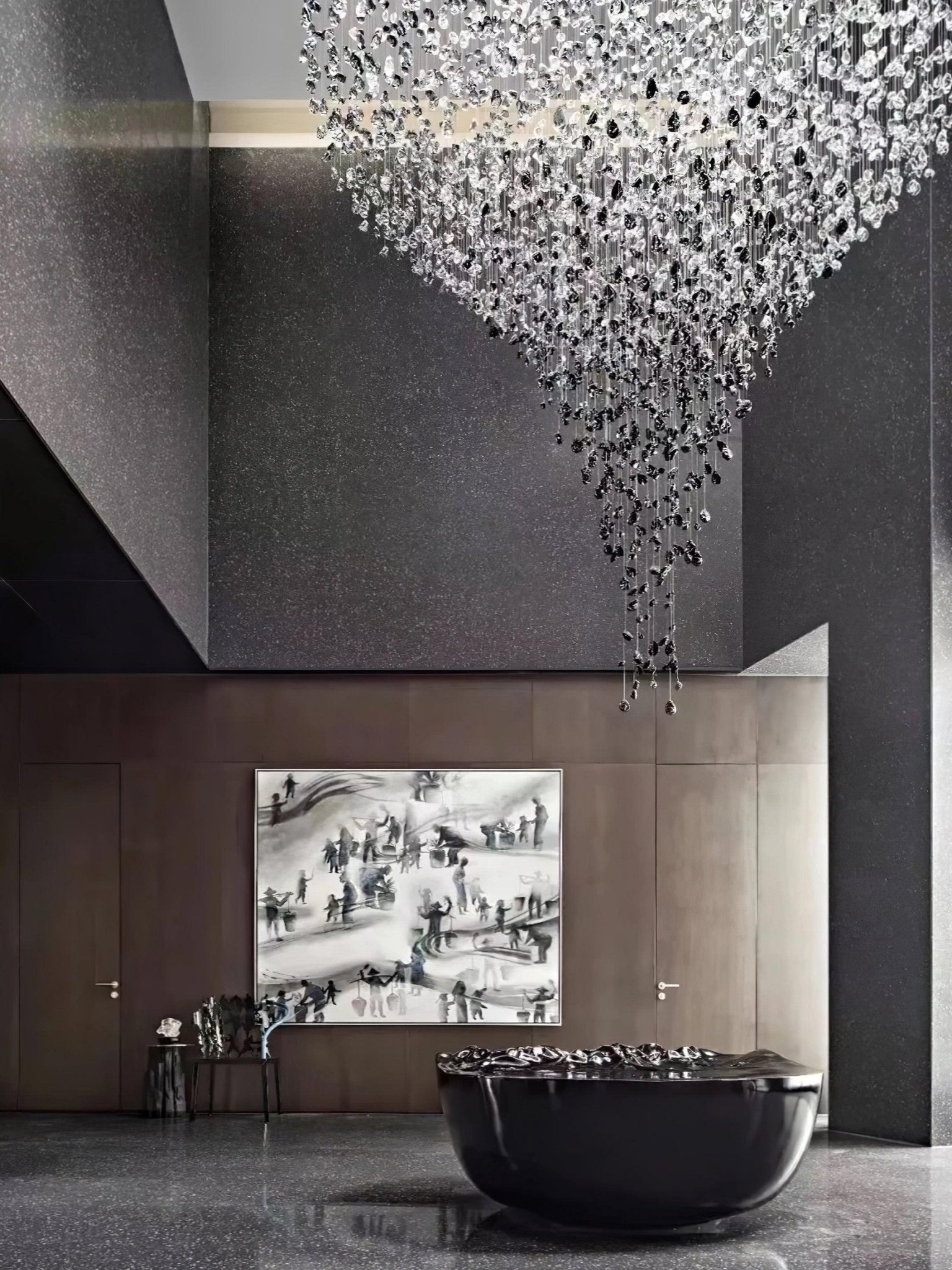 Veshaa Lustre en cristal de pierre de luxe postmoderne
