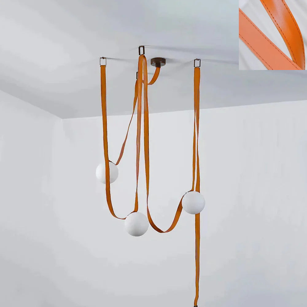 Lustra Suspension en Cuir et Verre