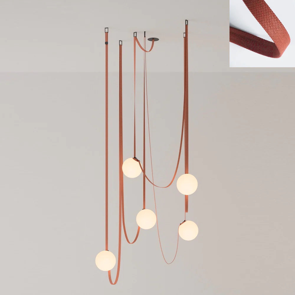 Lustra Suspension en Cuir et Verre