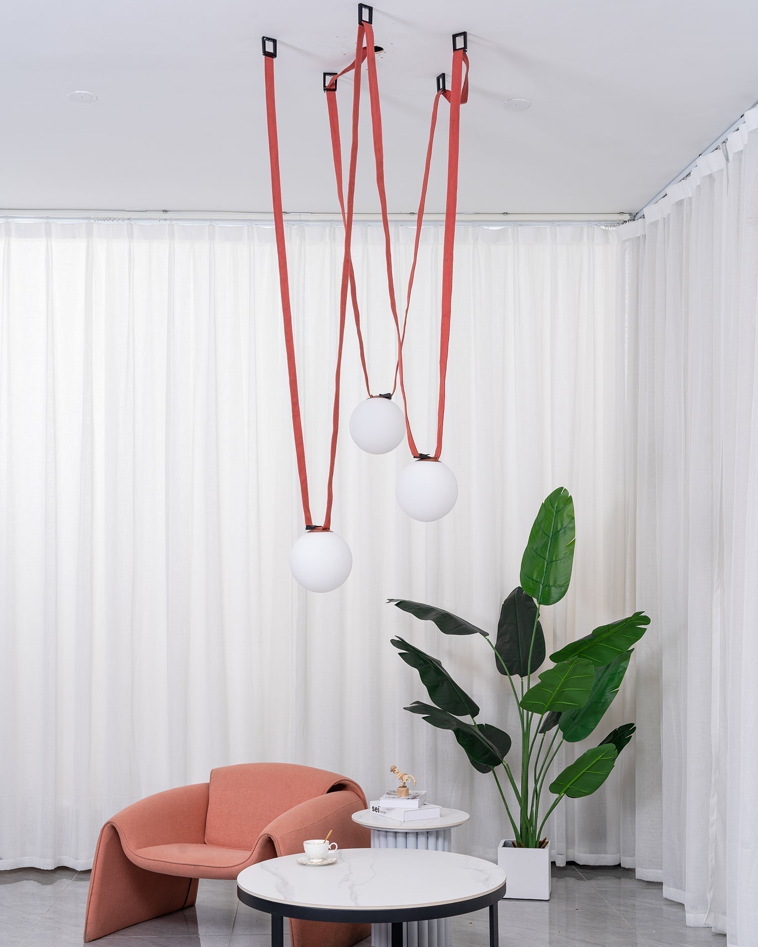 Lustra Suspension en Cuir et Verre
