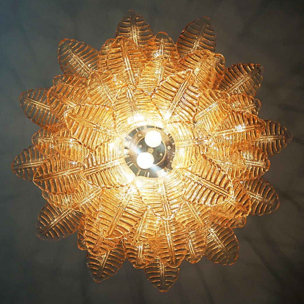 Aurora Lustre Ambre Feuille Verre Superposé Vénitien Élégance