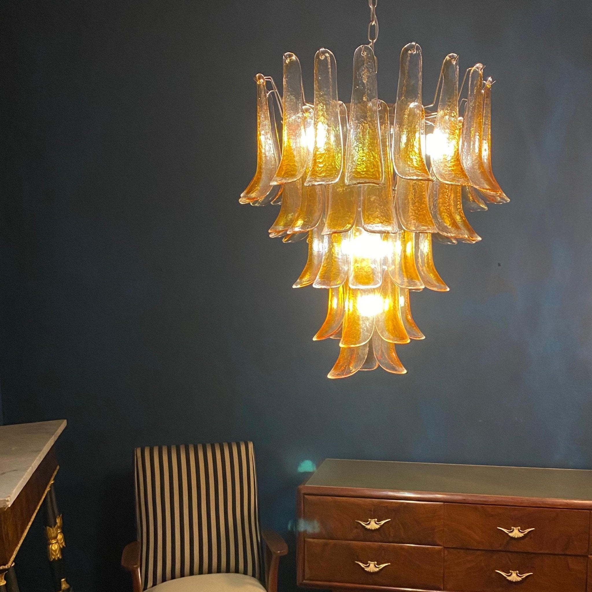 Aurora Lustre en Verre Murano Pétales Ambre