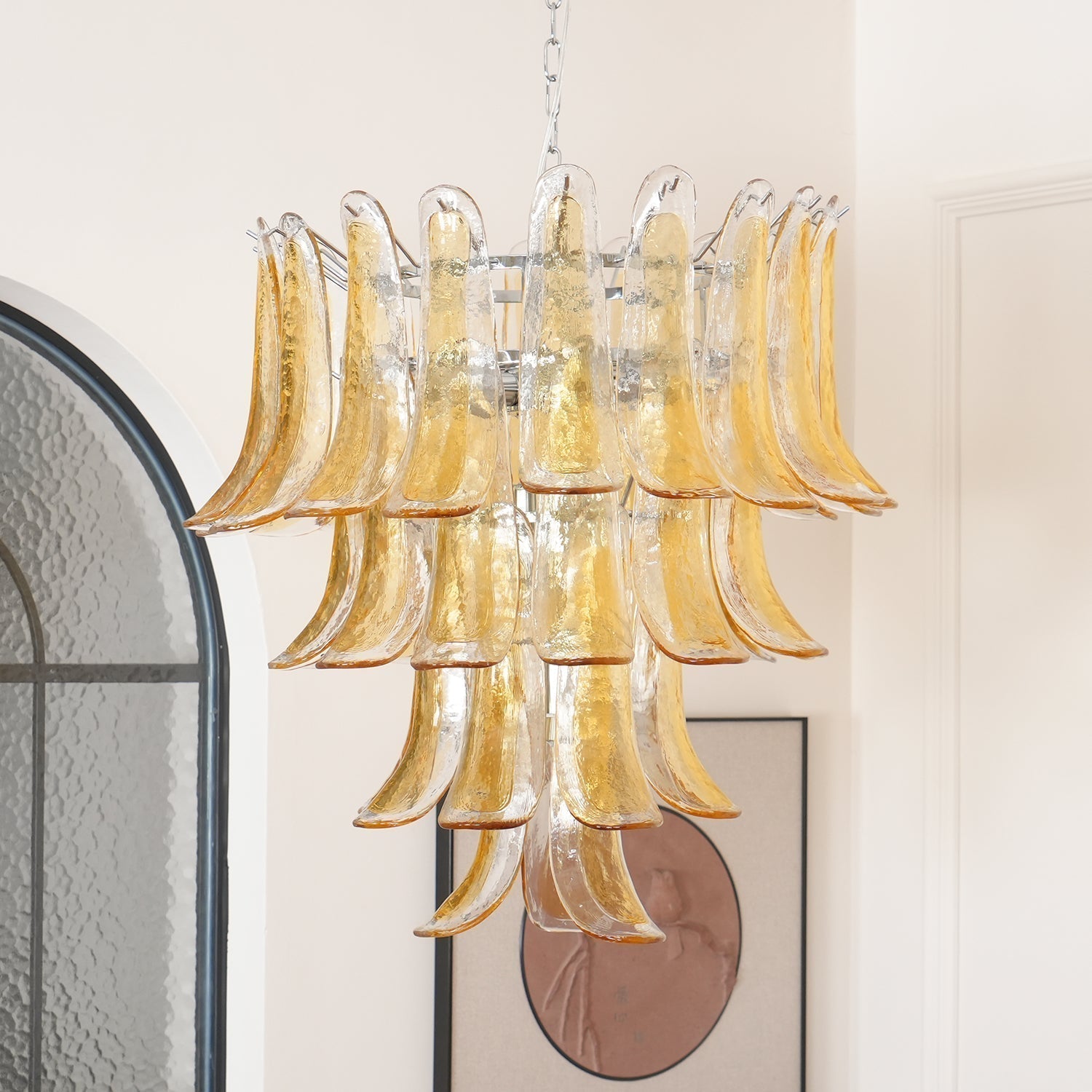 Orshaan Lustre Postmoderne de Luxe en Métal et Verre