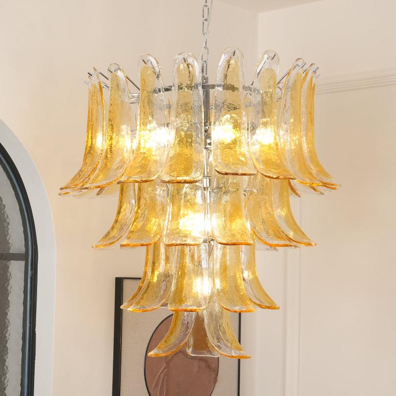 Orshaan Lustre Postmoderne de Luxe en Métal et Verre